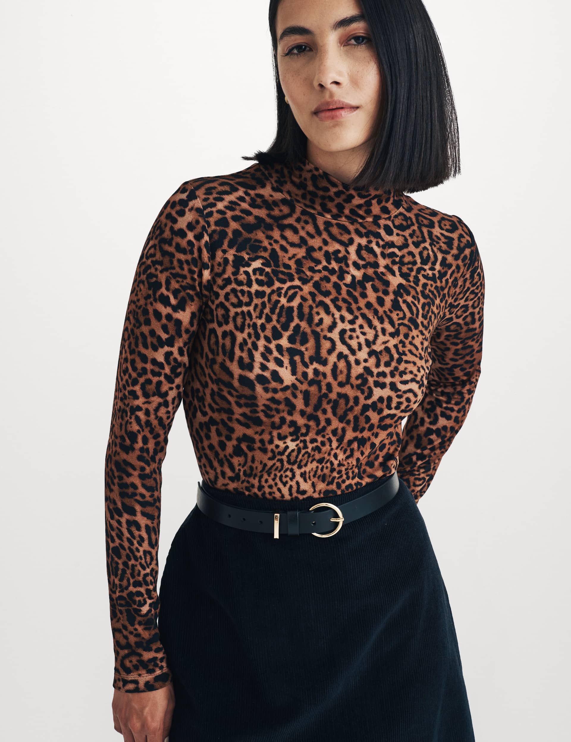 Nobody'S Child Women's Jersey Animal Print Fitted Top