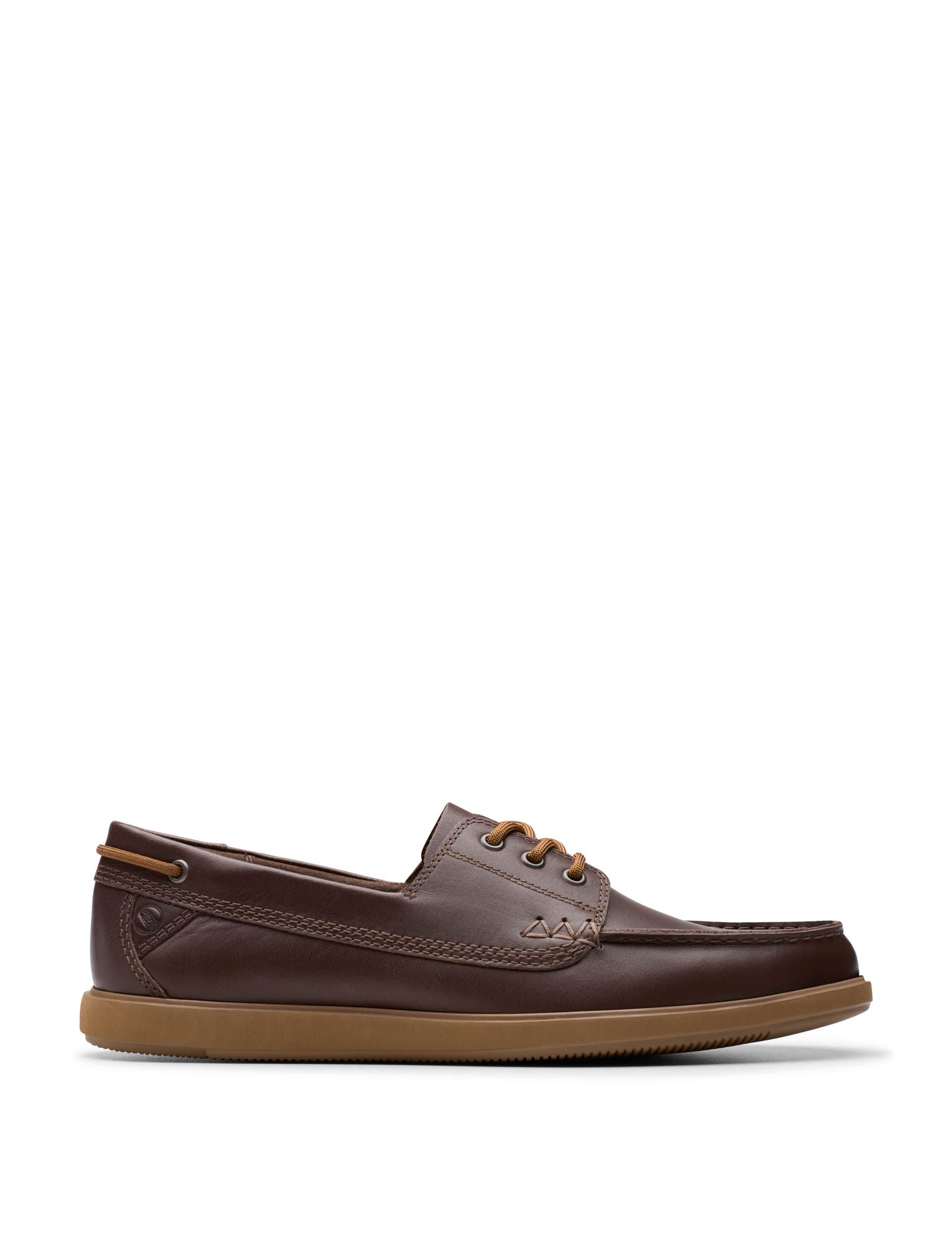 Clarks Men's Leather Flat Boat Shoes - 7 - Brown, Brown