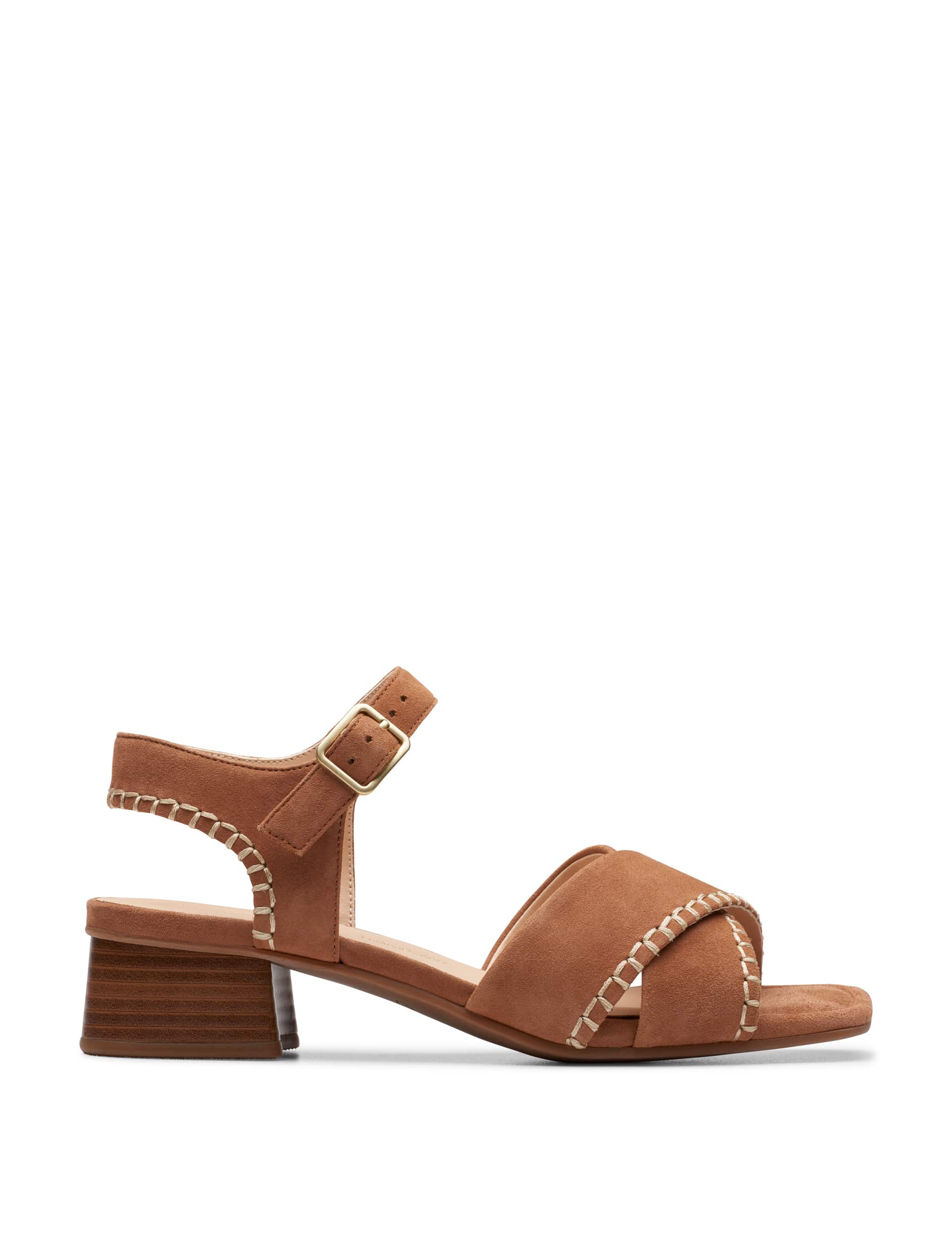 Clarks Women's Suede Strappy Block Heel Sandals