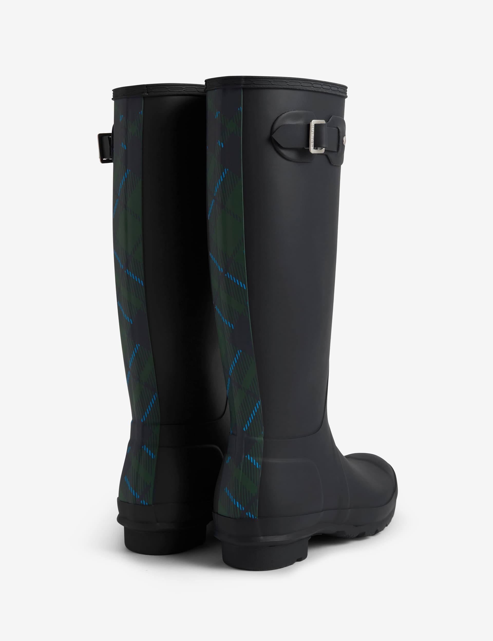 Hunter Women's Original Tall Tartan Backstrap Wellies - 5 - Black, Black