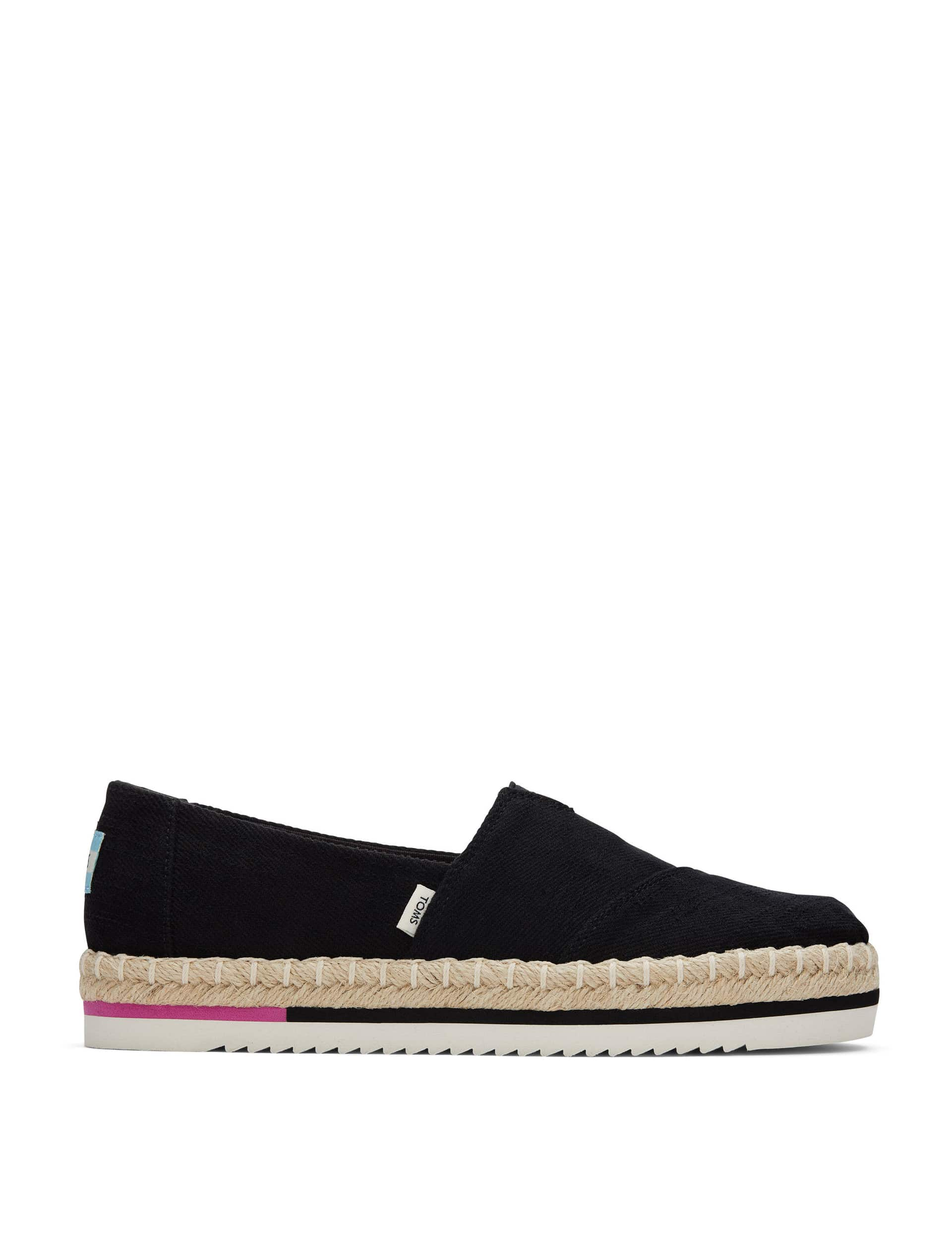 Toms Women's Canvas Flatform Espadrilles - 9 - Black, Black