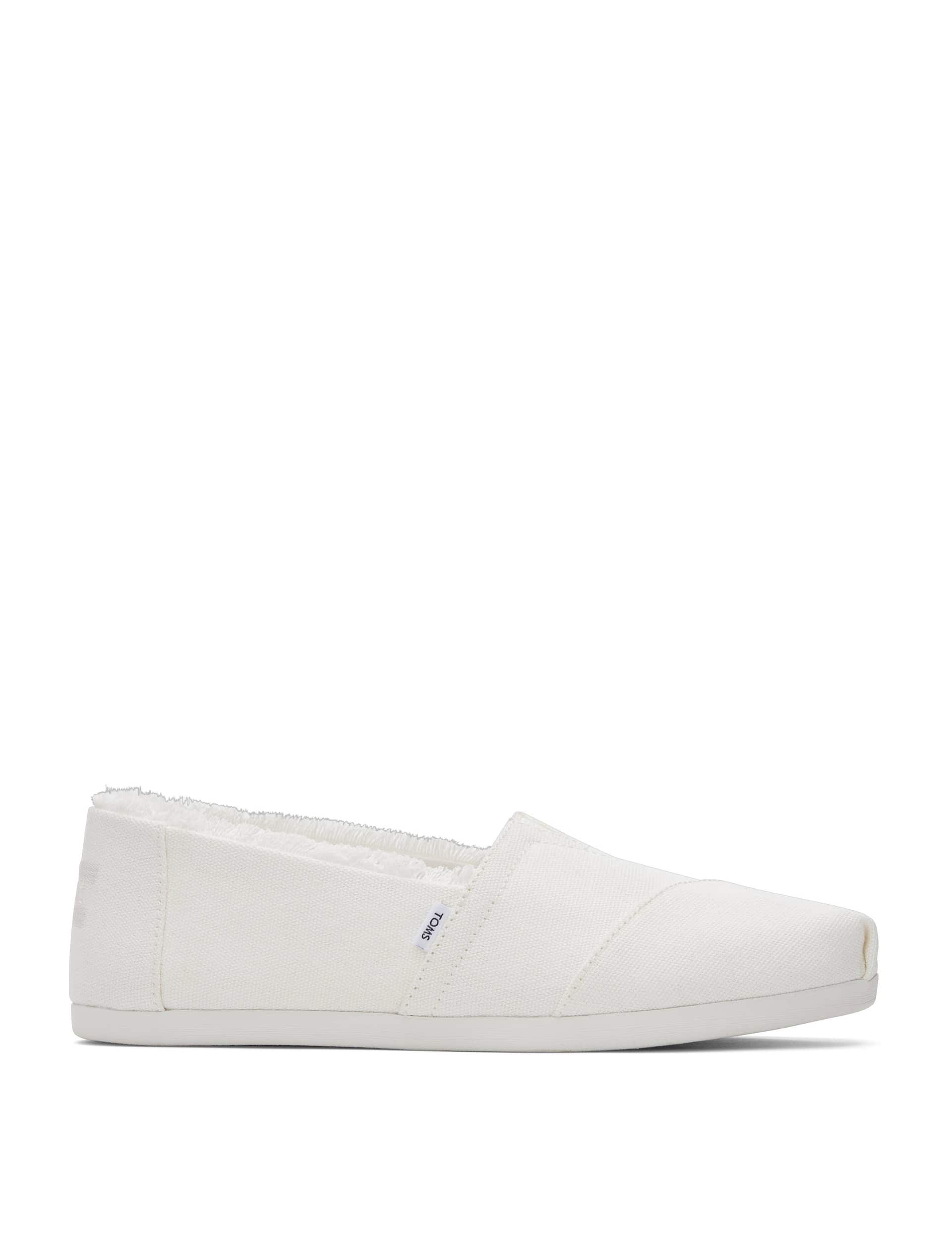 Toms Women's Canvas Slip On Flat Square Toe Espadrilles - 7.5 - White, White