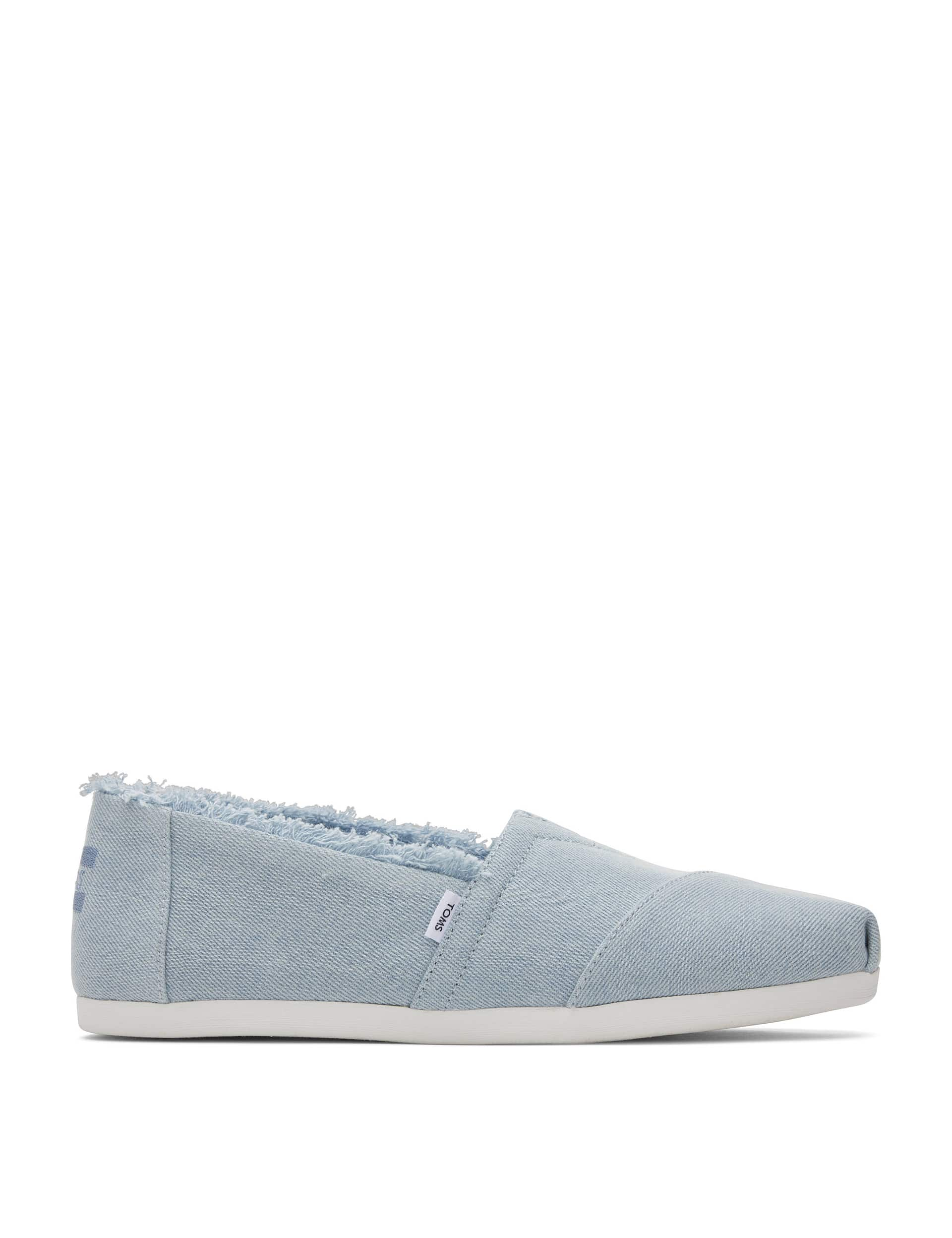 Toms Women's Canvas Slip On Flat Square Toe Espadrilles - 4.5 - Light Blue, Light Blue