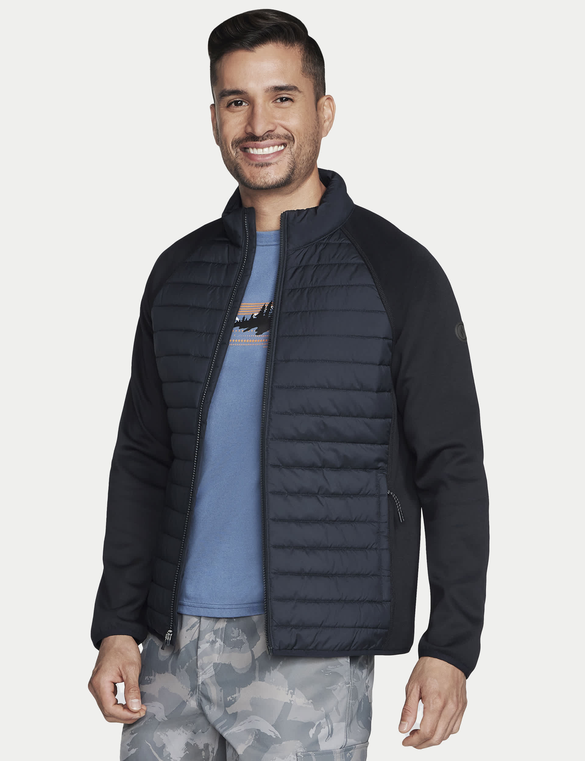 Skechers Men's Padded Puffer Jacket - M - Black, Black,Navy