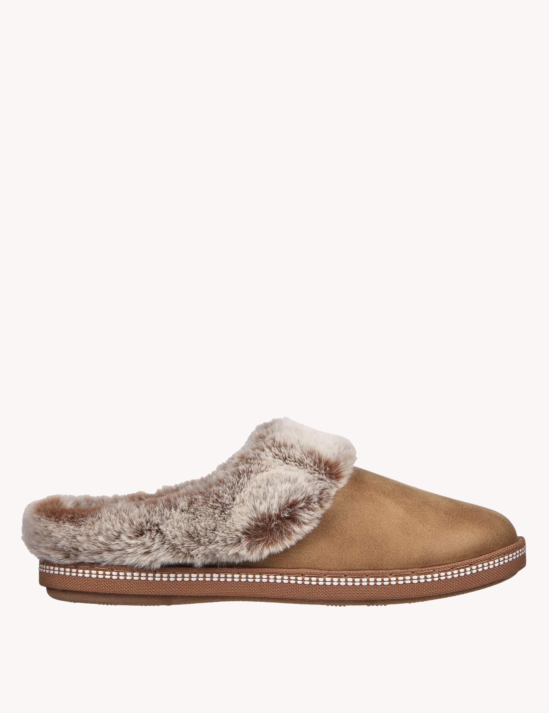 Skechers Women's Cozy Campfire Lovely Life Faux Fur Slippers - 5 - Tan, Tan