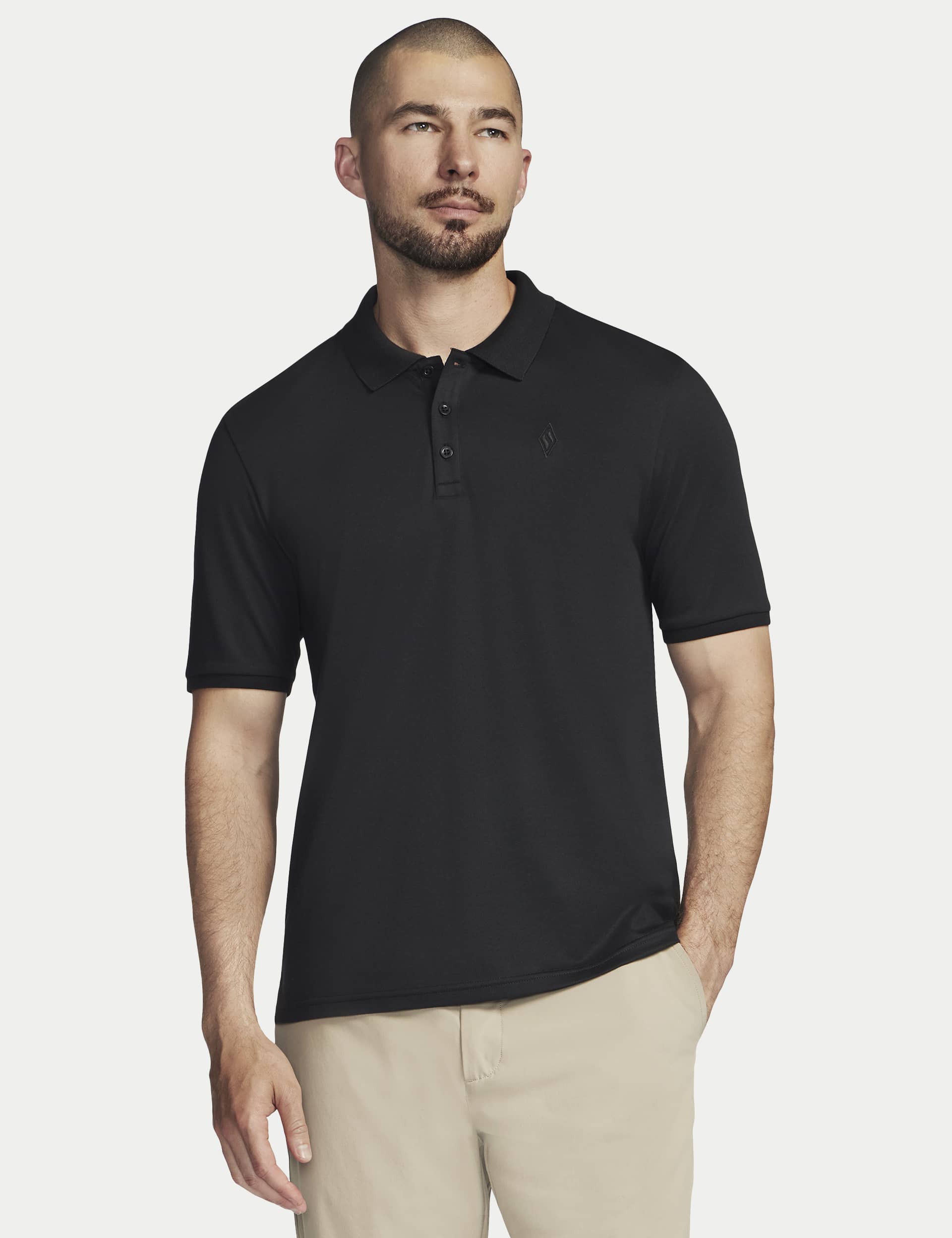 Skechers Men's Cotton Rich Polo Shirt - M - Black, Black,Charcoal