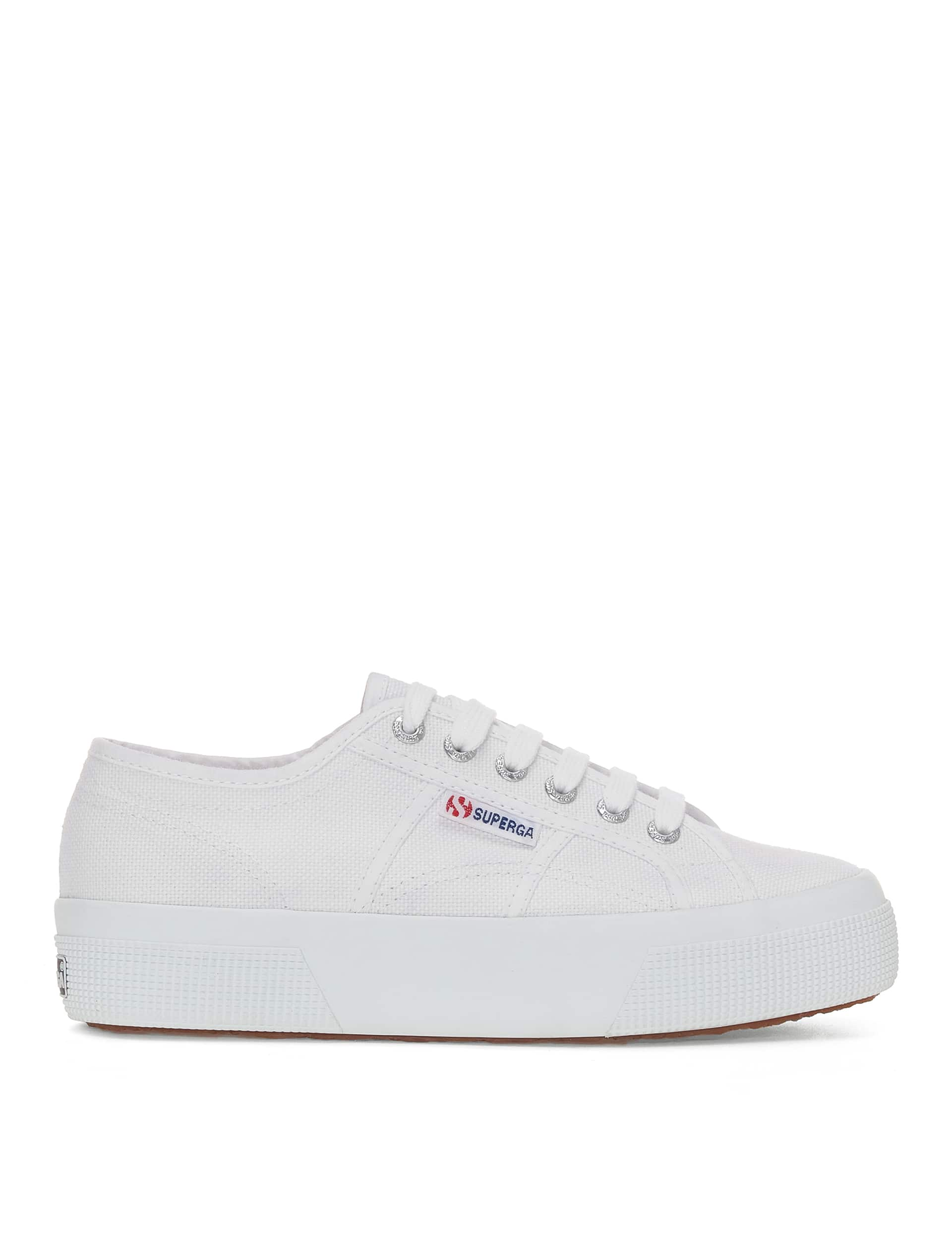 Superga Women's 2740 Platform Canvas Lace Up Trainers - 5 - White, White