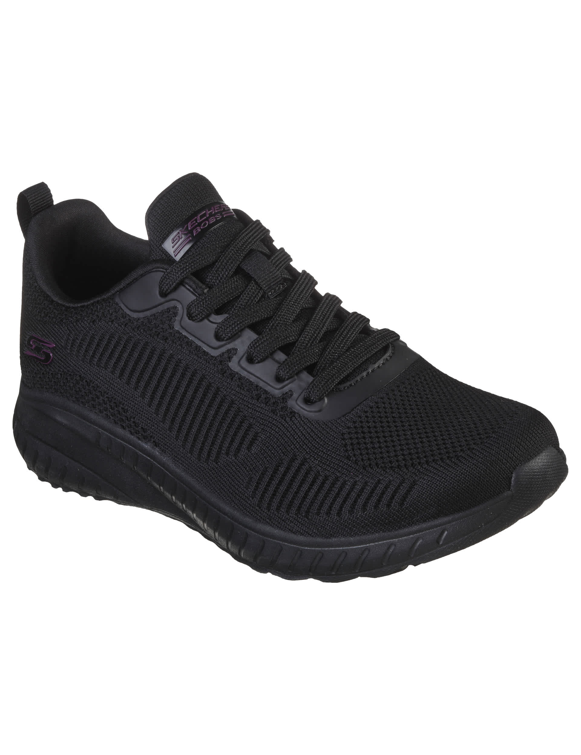 Skechers Women's Bobs Squad Chaos Face Off Lace Up Trainers - 4 - Black, Black