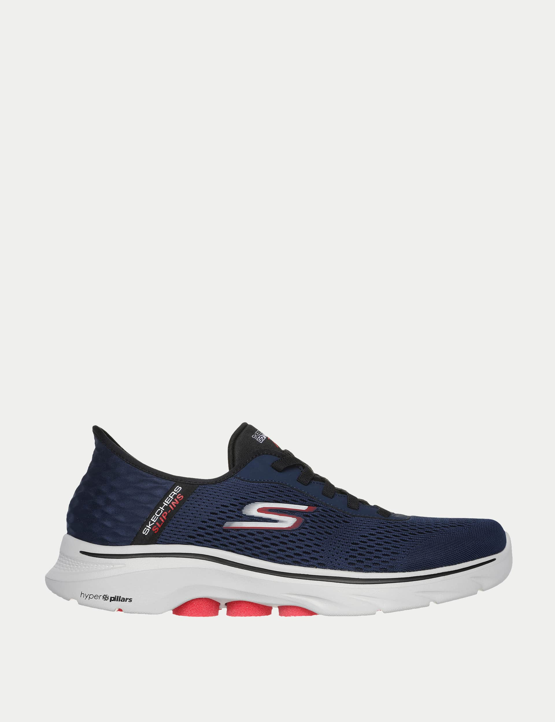 Skechers Men's Go Walk 7 Free Hand Slip-ins Trainers - 9 - Navy Mix, Black Mix,Navy Mix,Grey Mix