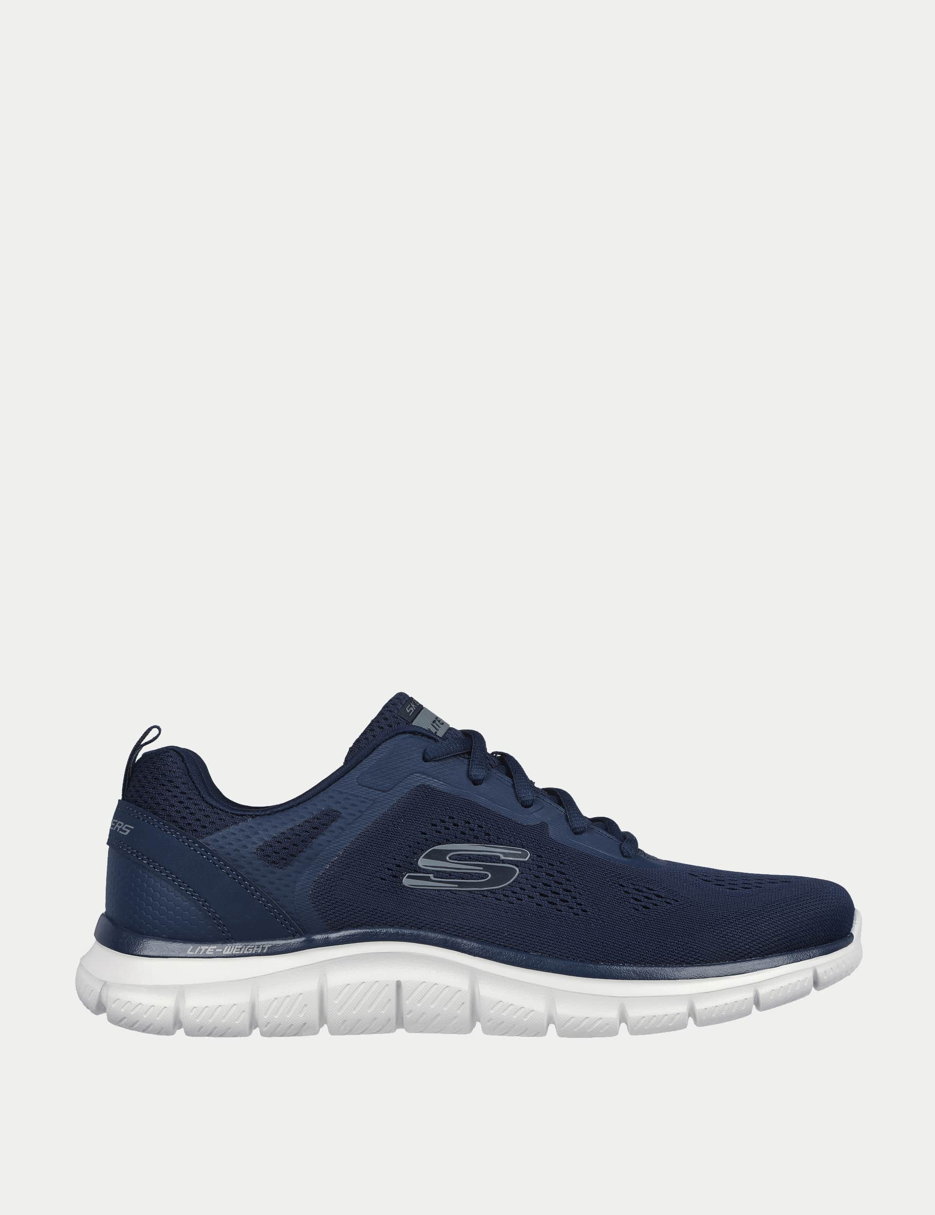 Skechers Men's Track Broader Lace Up Trainers - 9 - Navy, Navy,Black