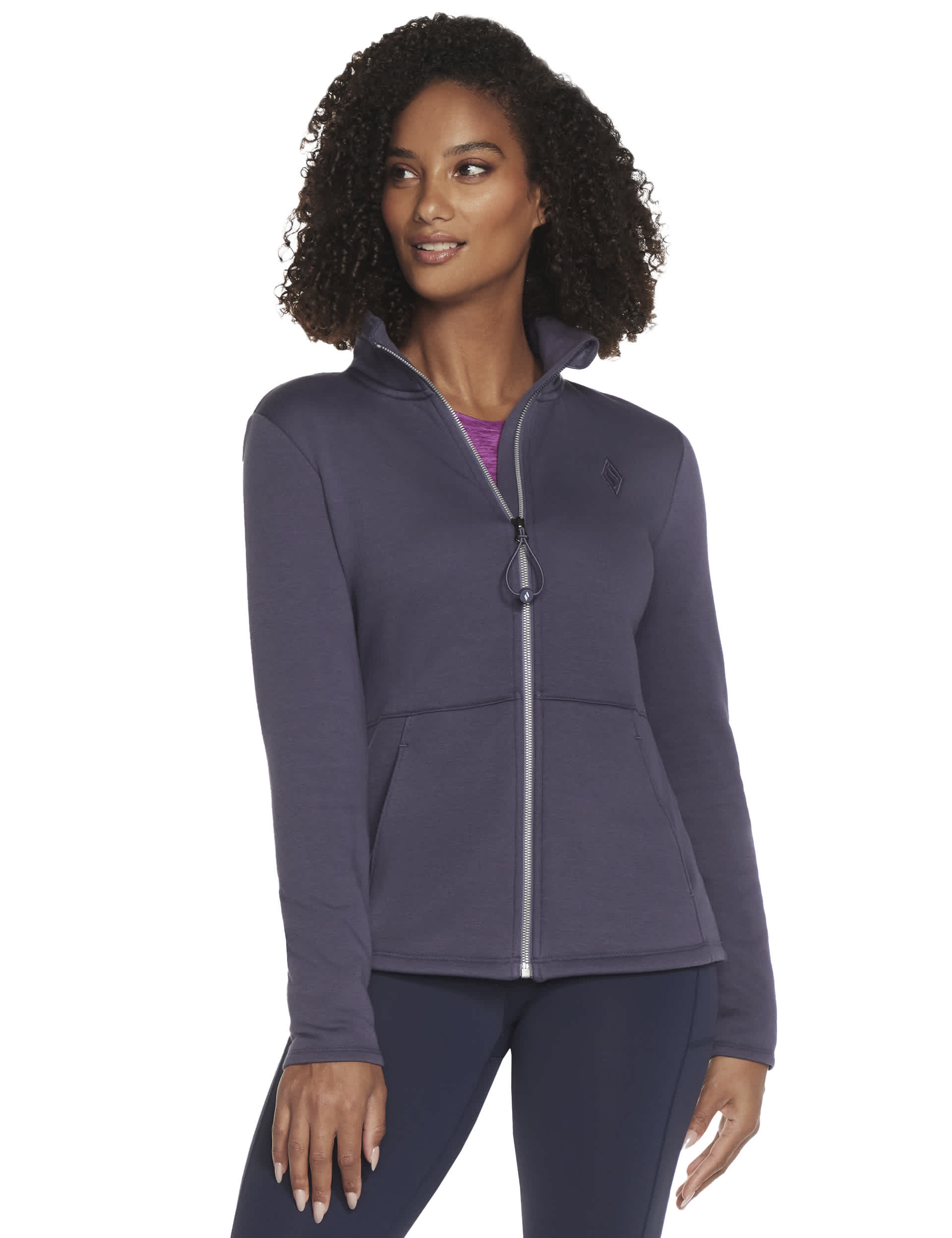 Skechers Women's GO SNUGGLE Zip Up Funnel Neck Sports Jacket - M - Grey, Grey