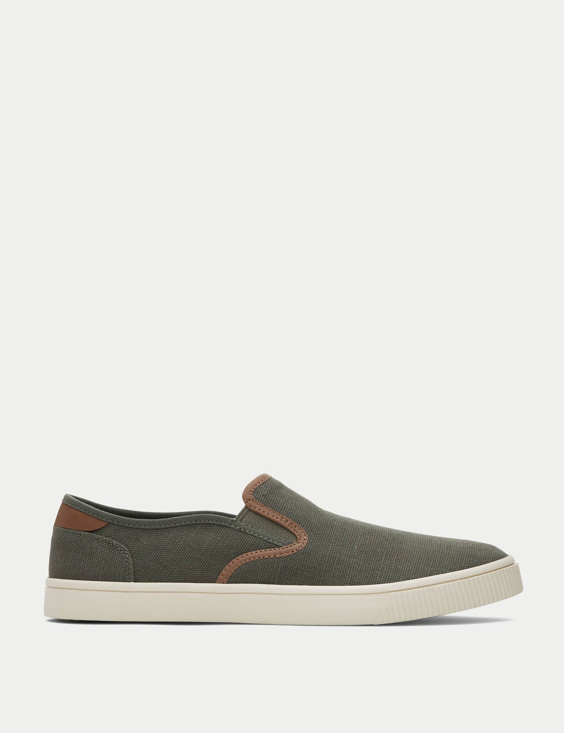 Toms Men's Baja Canvas Slip-On Pumps - 9 - Olive, Olive