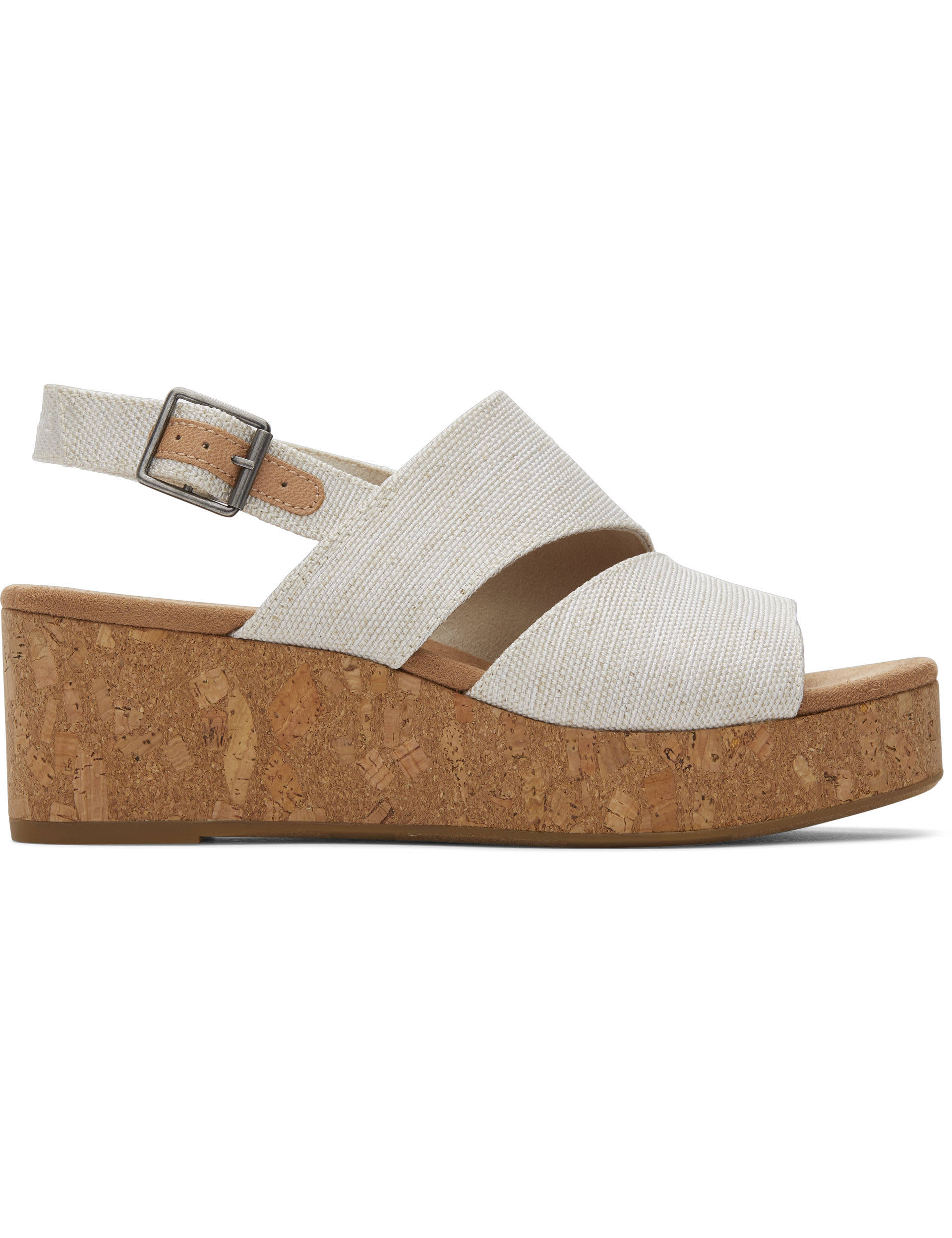 Toms Women's Canvas Buckle Wedge Sandals - 6 - Natural, Natural