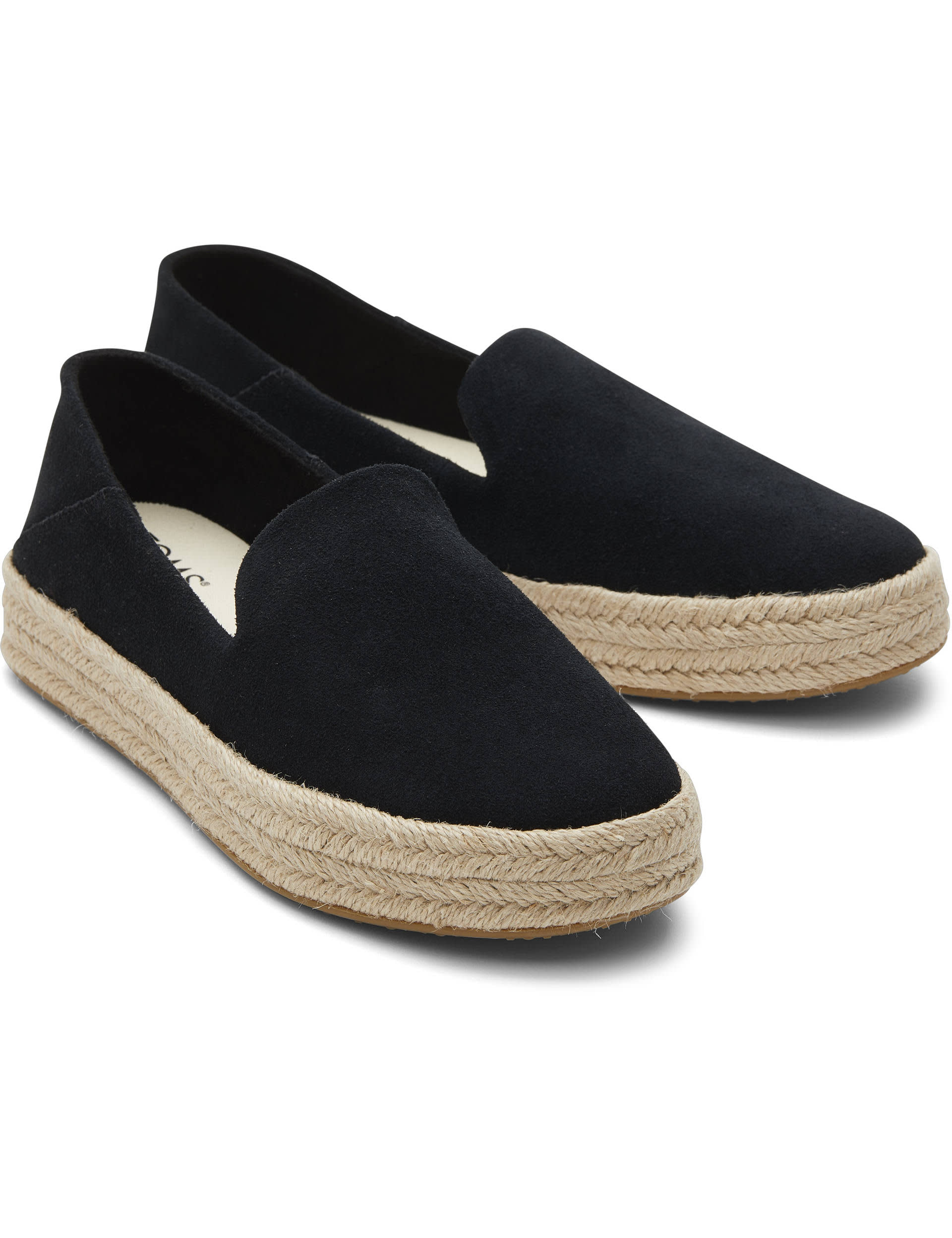 Toms Women's Leather Flat Espadrilles - 5 - Black, Black,Natural