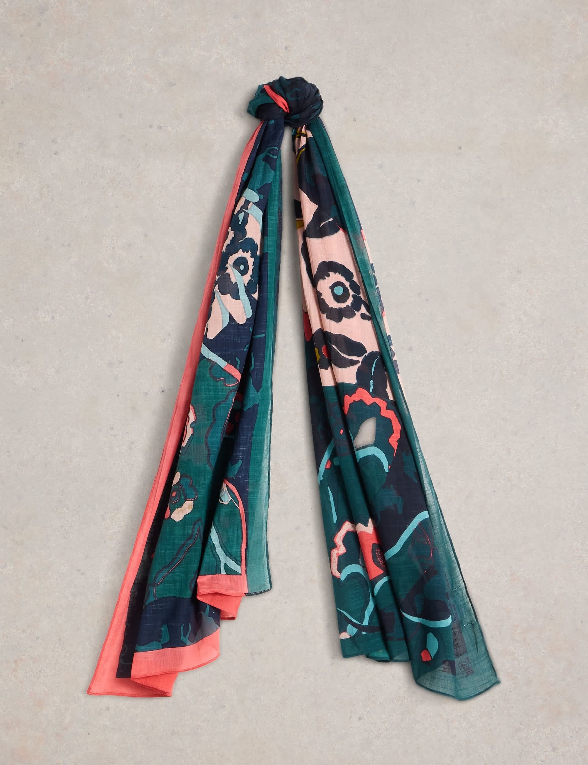 White Stuff Women's Cotton Blend Woven Horse Print Scarf