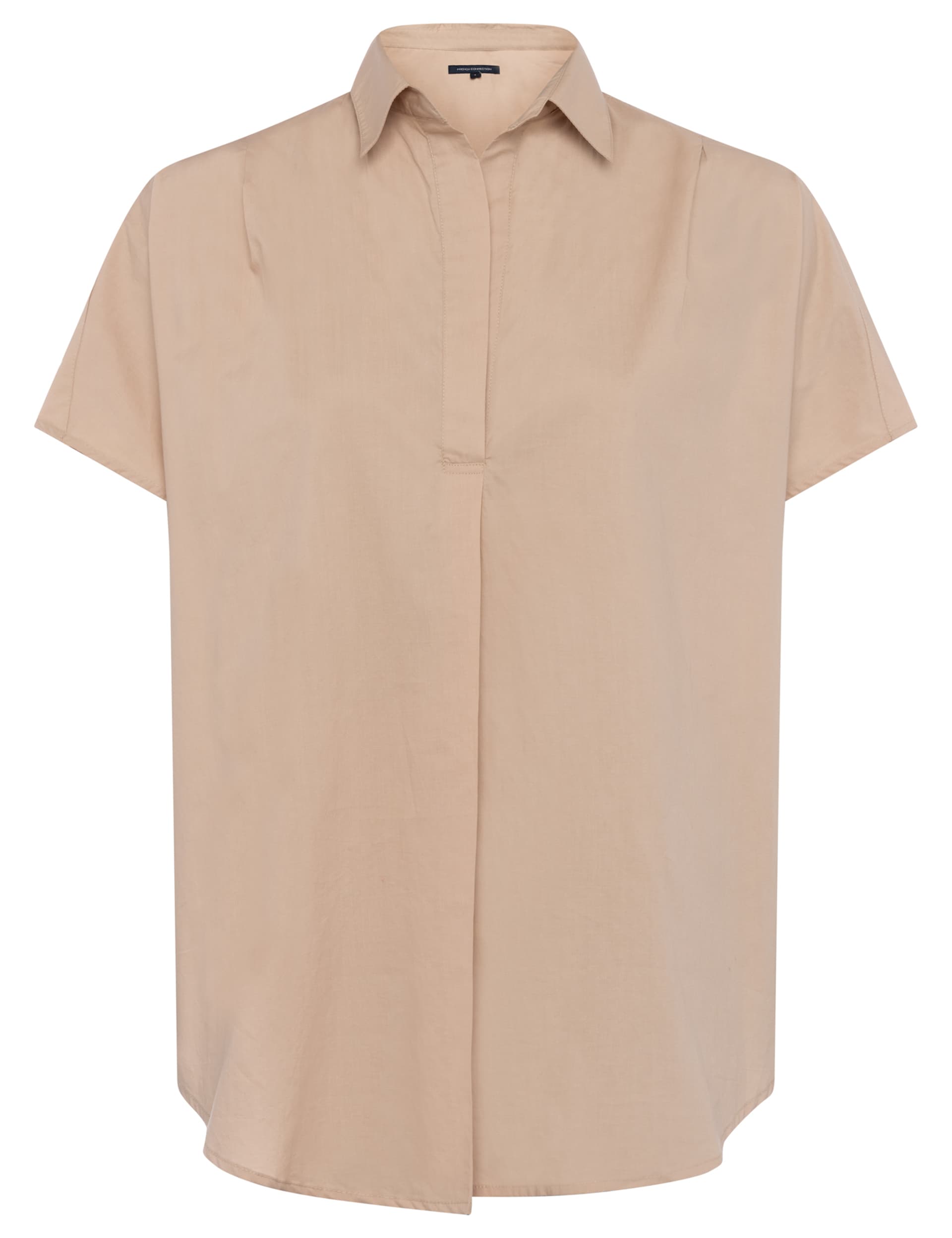 French Connection Women's Pure Cotton Collared Short Sleeve Shirt - XS - Nude, Nude