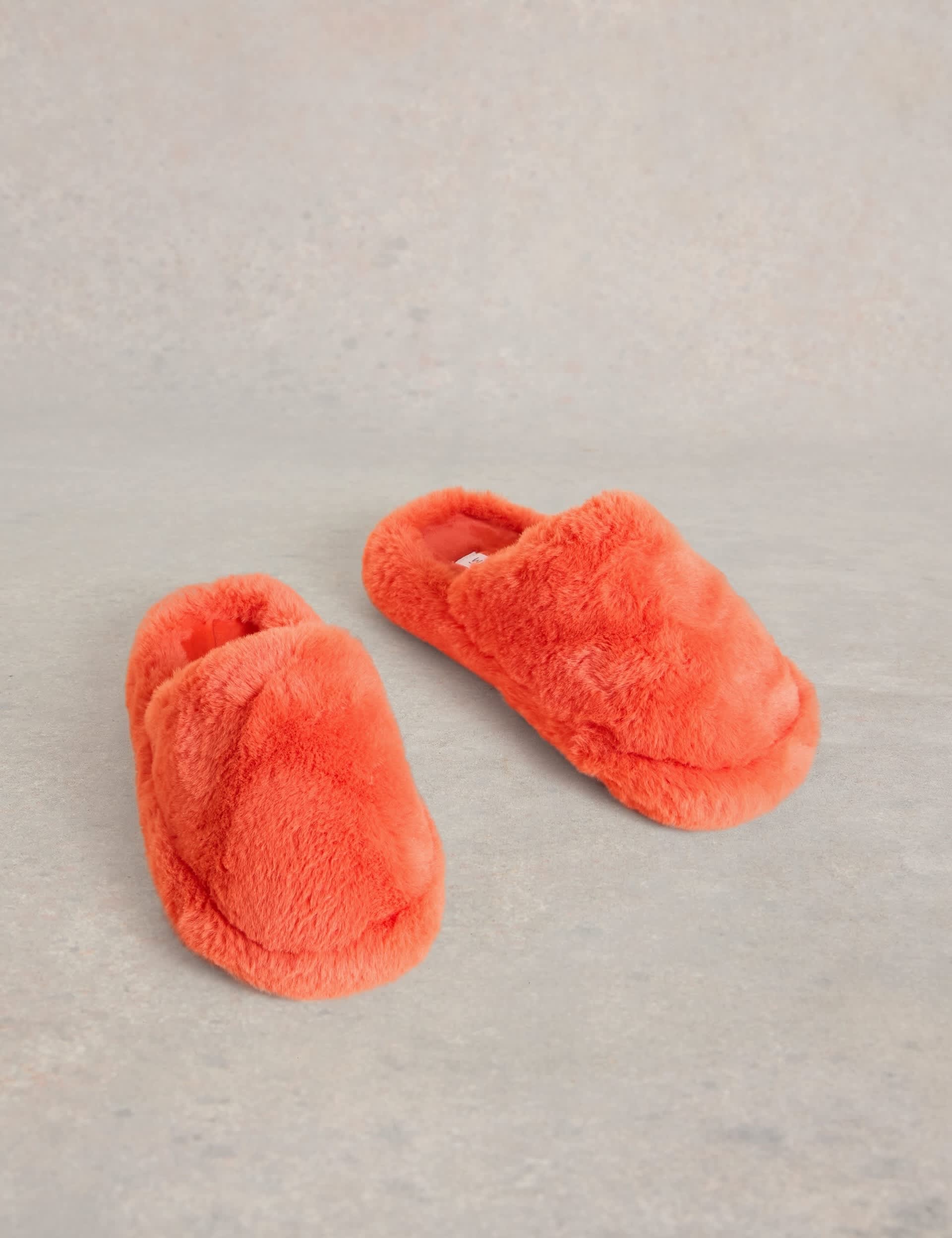 White Stuff Women's Faux Fur Mule Slippers - Red, Red