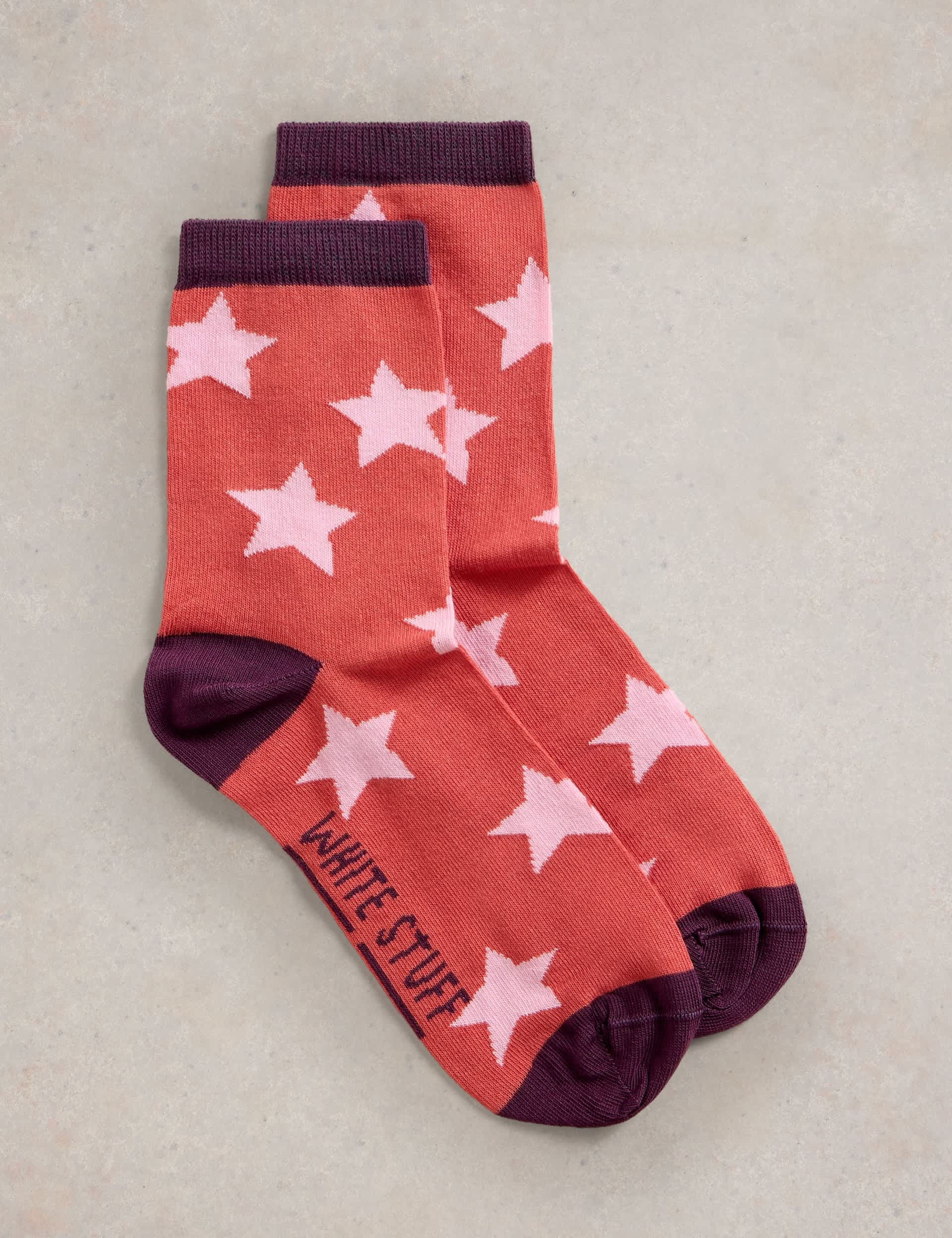 White Stuff Women's Star Ankle Sock - 6-8 - Red Mix, Red Mix