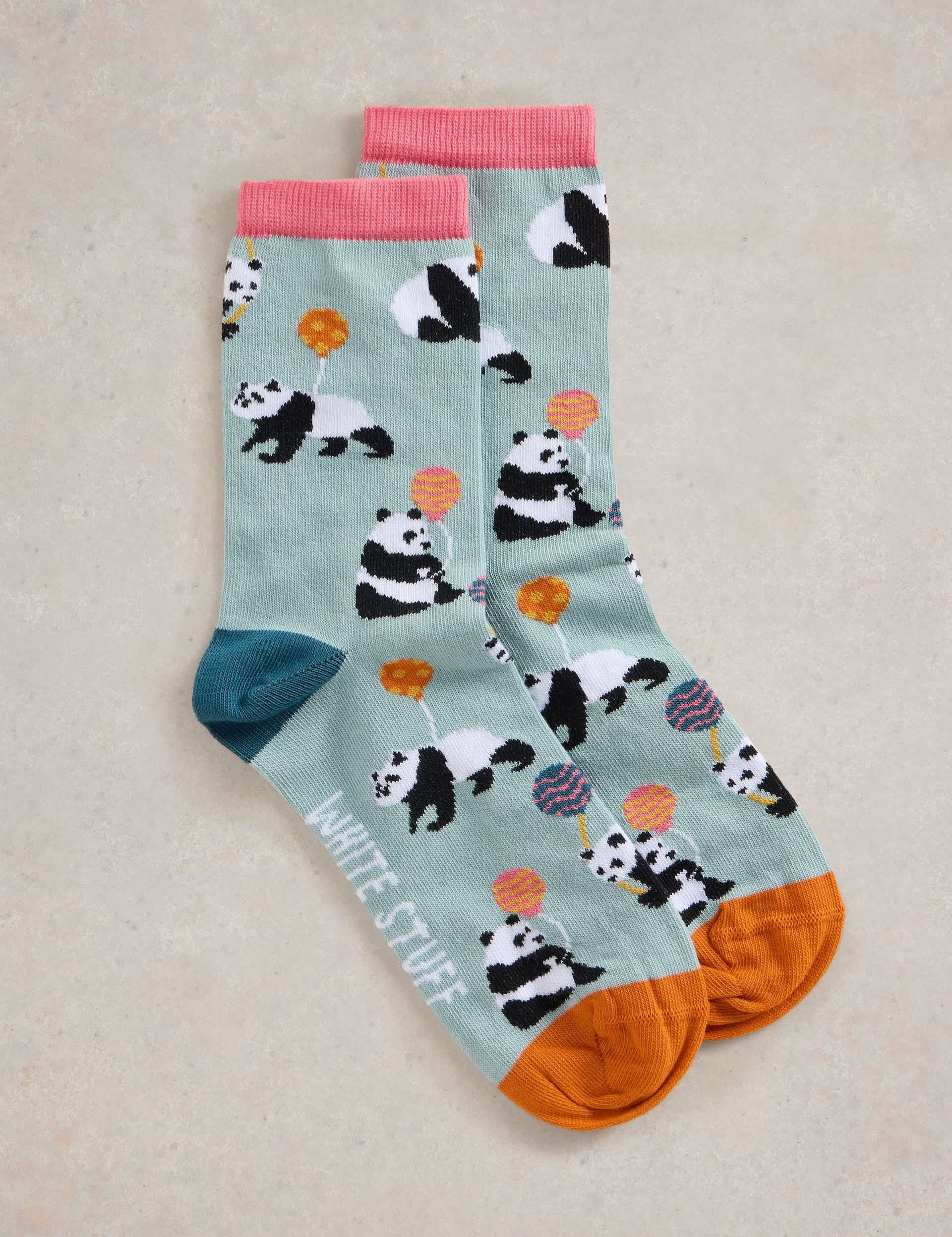 White Stuff Women's Cotton Rich Panda Ankle High Socks