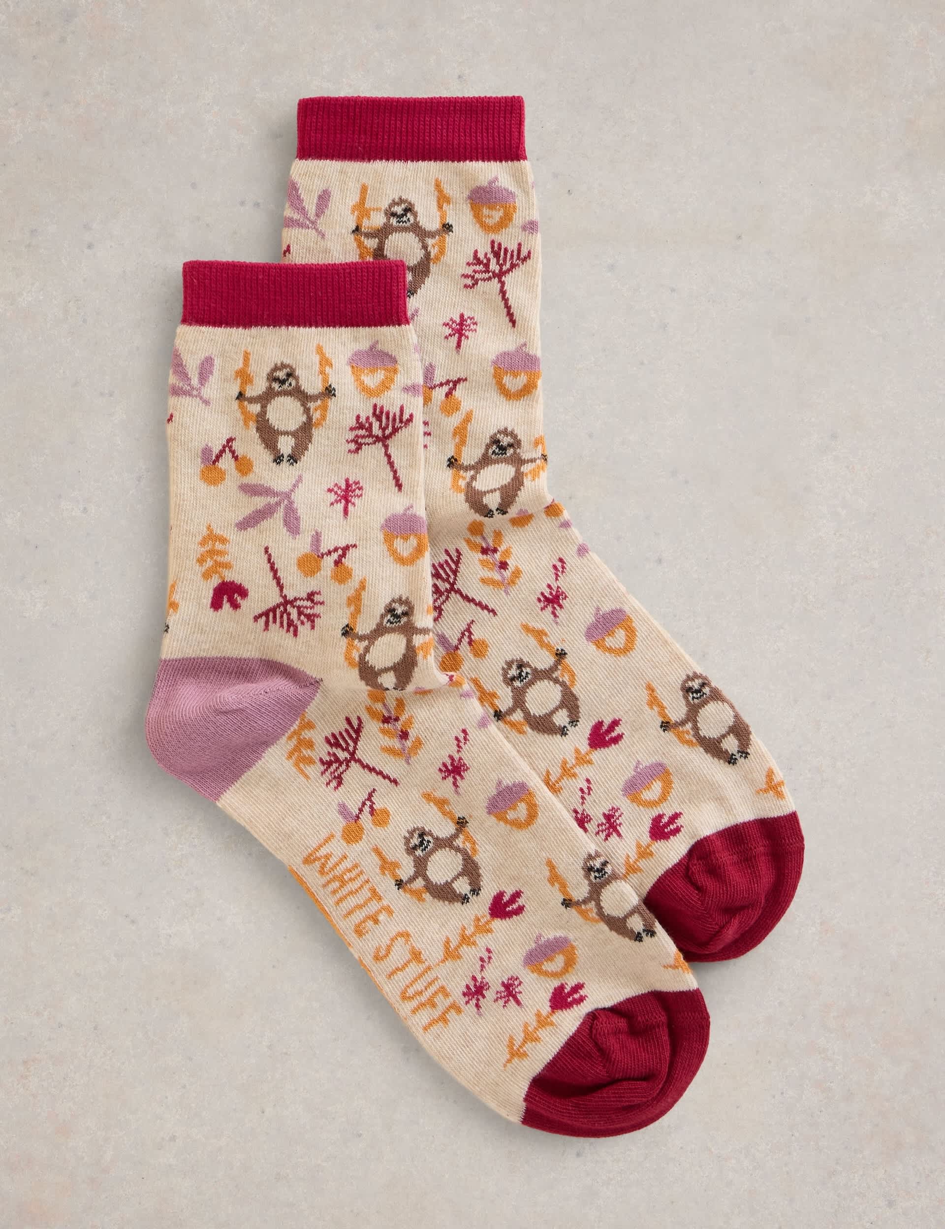 White Stuff Women's Cotton Rich Sloth Ankle High Socks