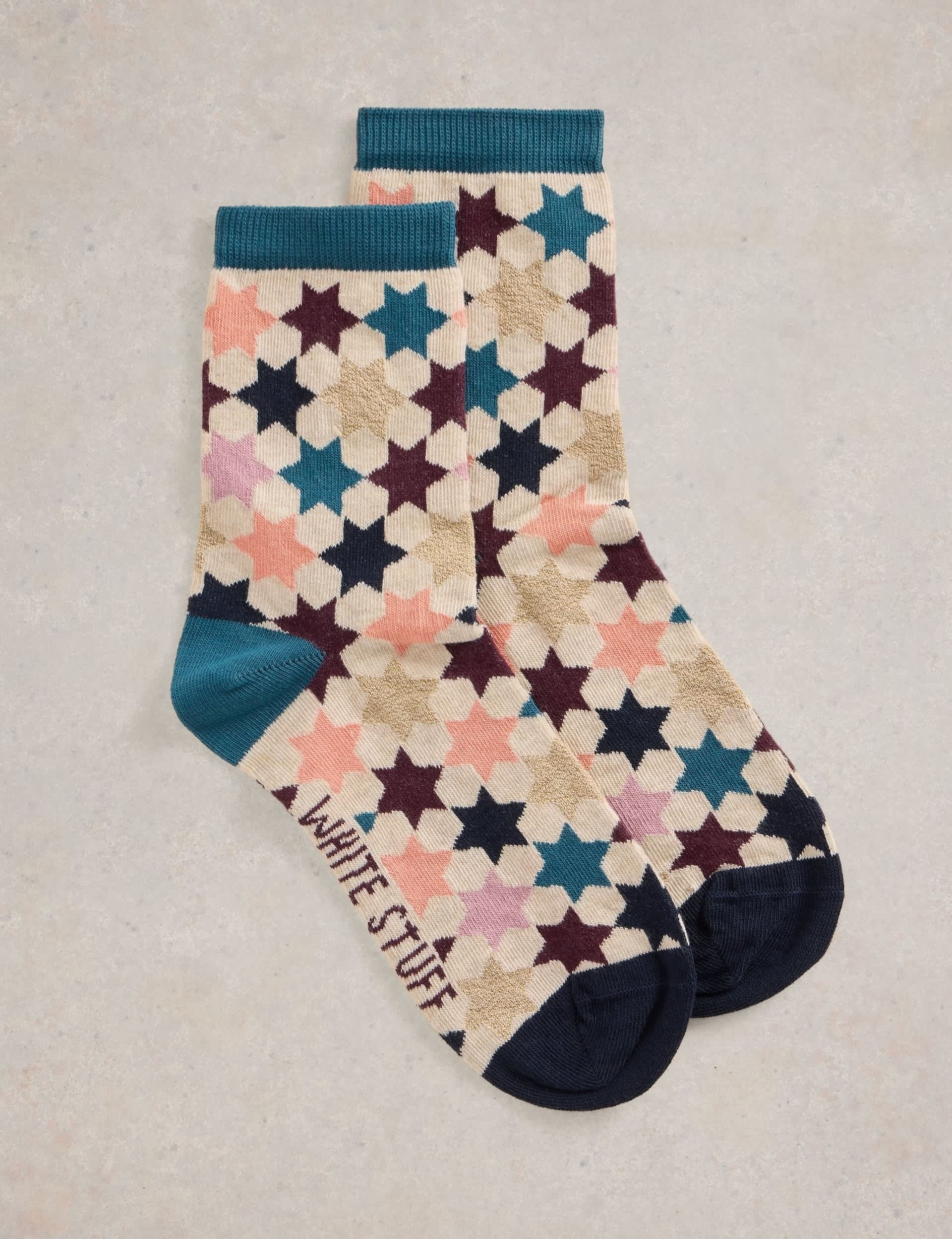 White Stuff Women's Cotton Rich Star Ankle High Socks