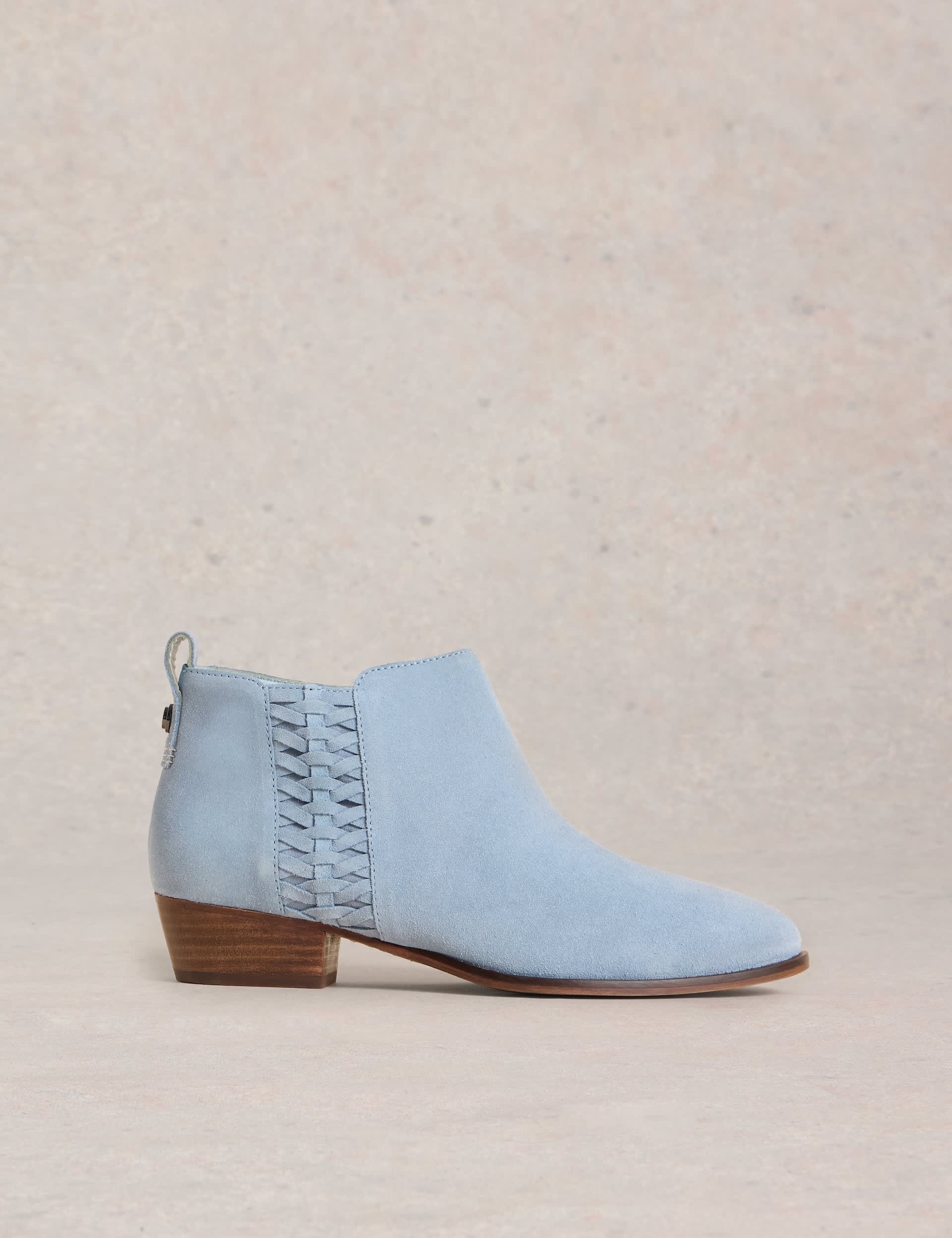 White Stuff Women's Suede Block Heel Ankle Boots - 6 - Blue, Blue