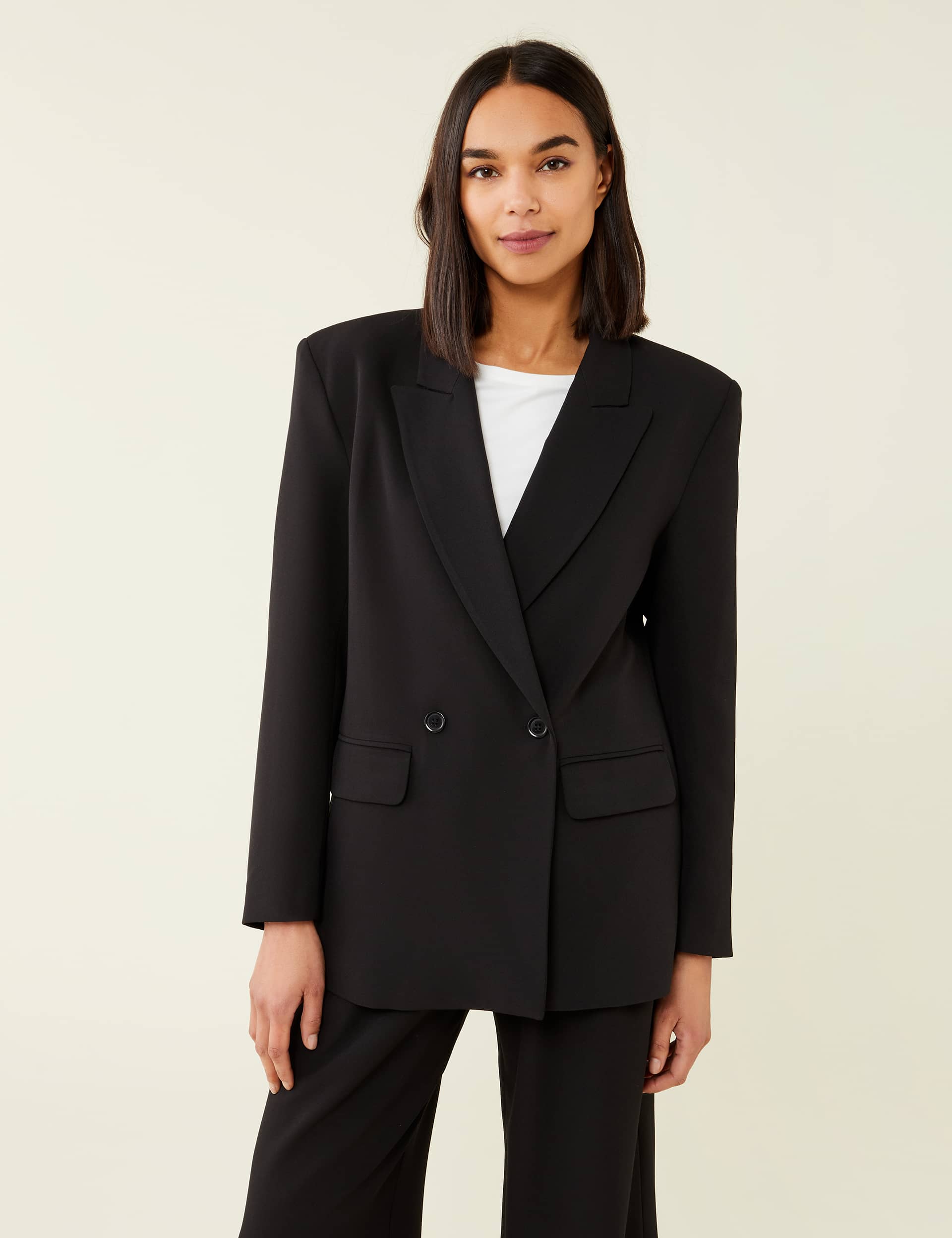 Finery London Women's Double Breasted Blazer - 10 - Black, Black