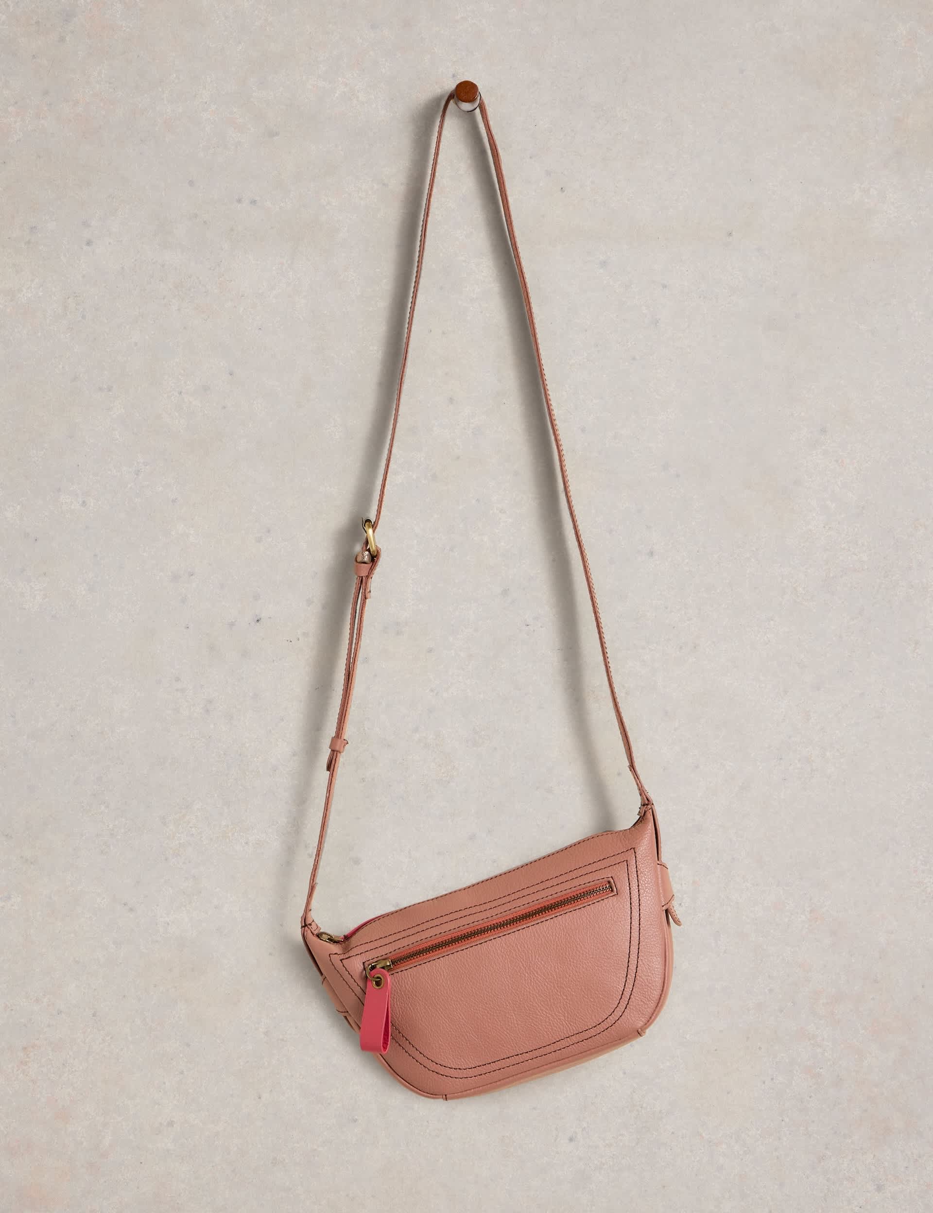 White Stuff Women's Leather Cross Body Bag - Pink Mix, Navy Mix,Pink Mix