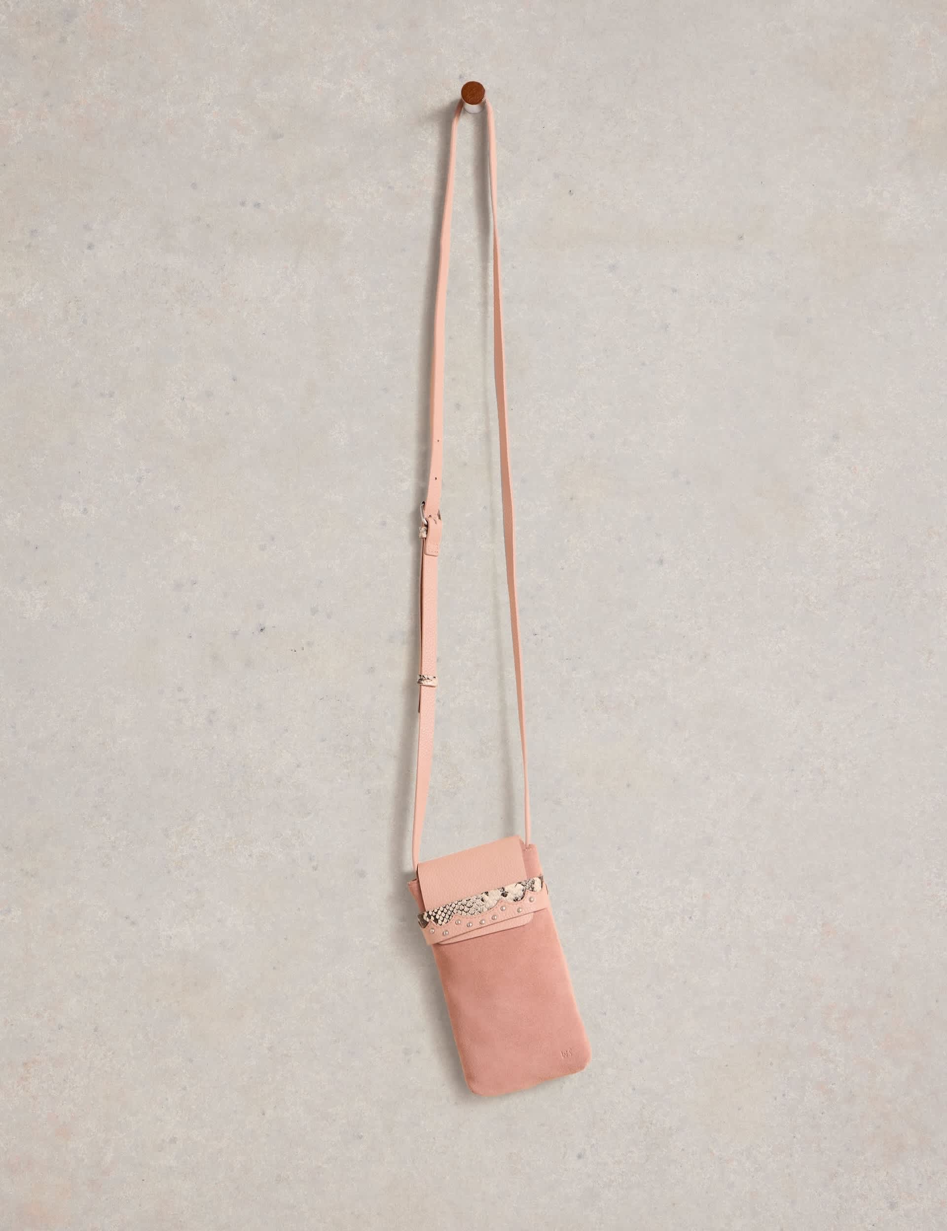 White Stuff Women's Leather and Suede Phone Bag - Pink, Pink