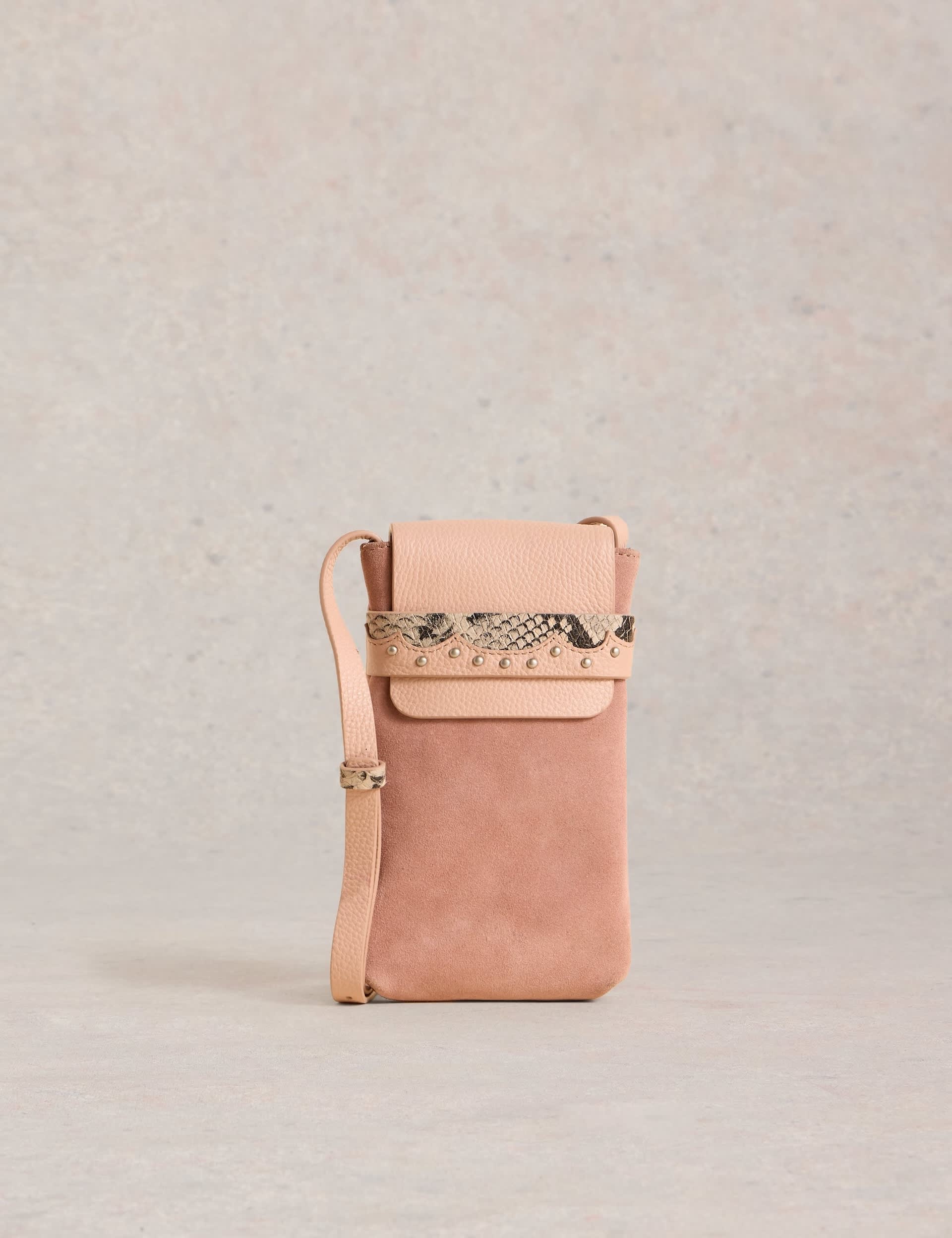 White Stuff Women's Leather and Suede Phone Bag - Pink, Pink