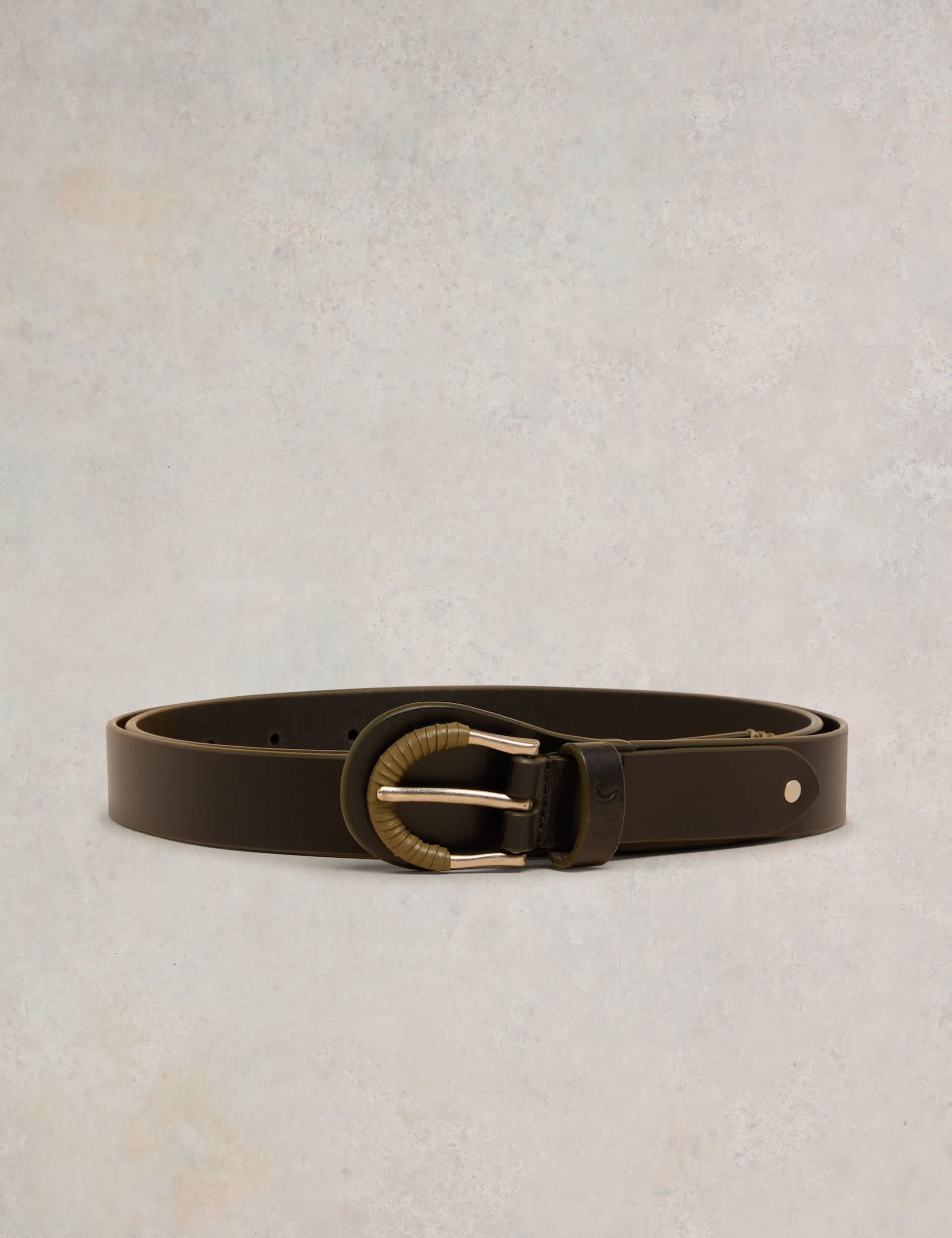 White Stuff Women's Leather Jeans Belt - M-L - Black, Tan,Black