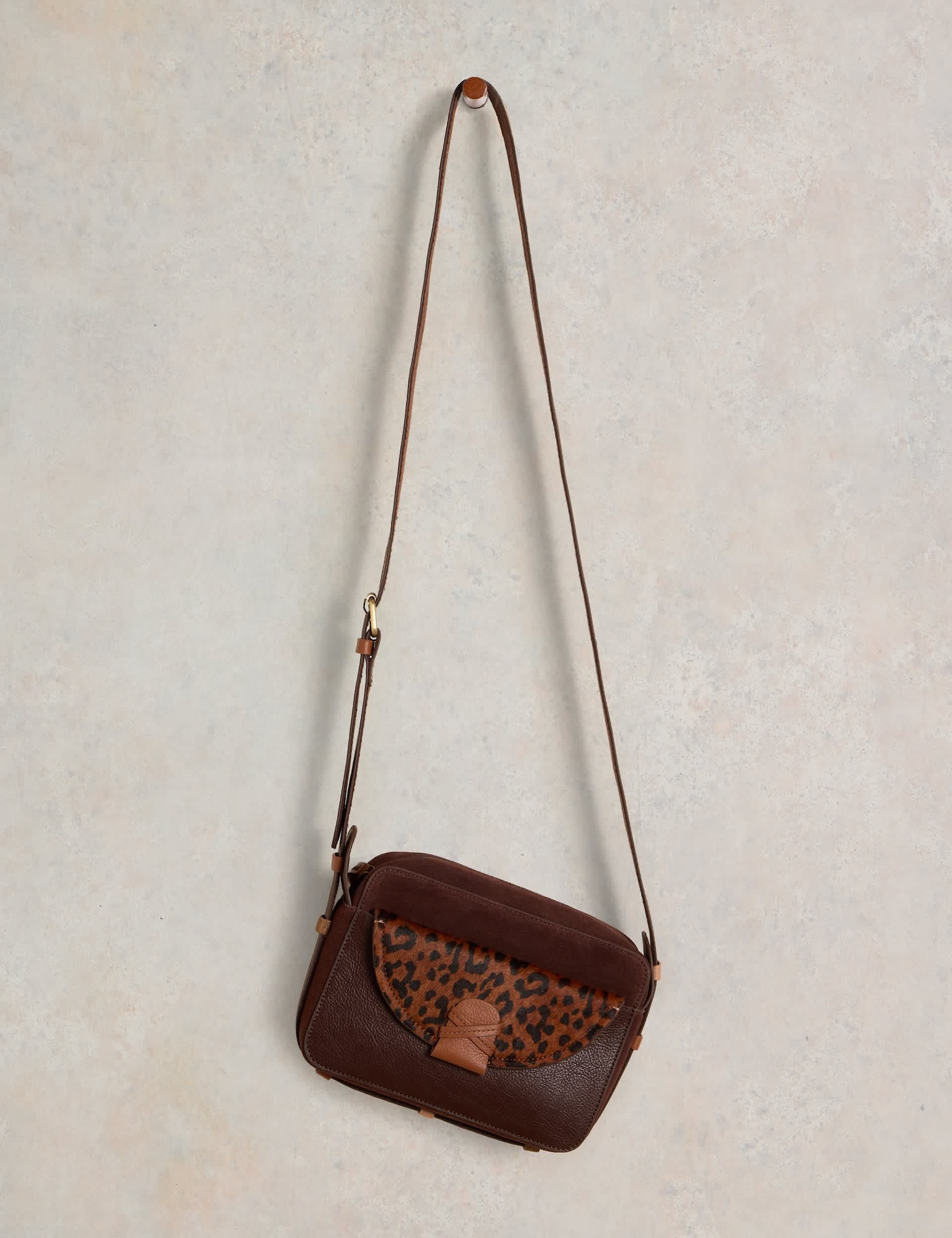 White Stuff Women's Leather Animal Print Camera Bag - Brown Mix, Brown Mix