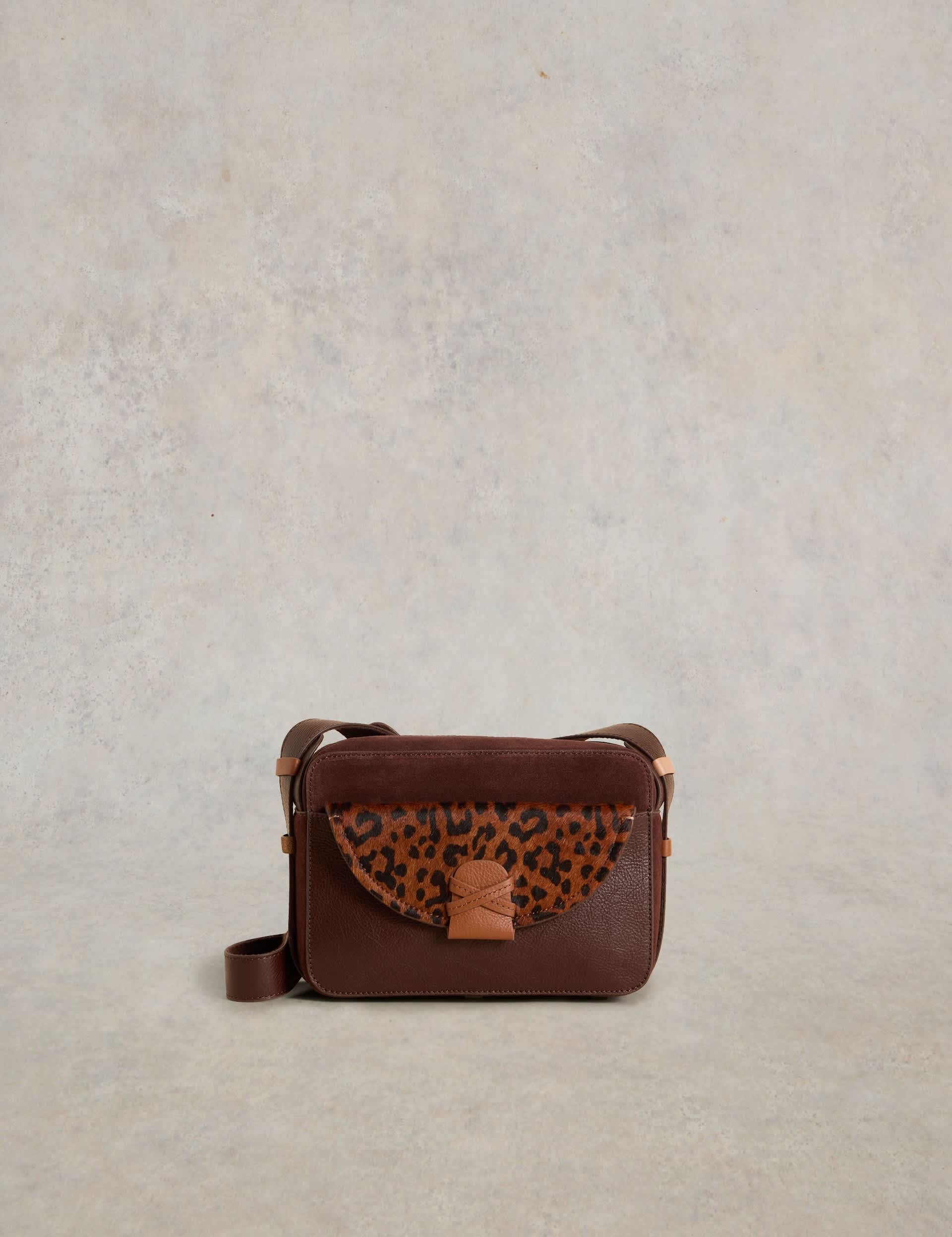 White Stuff Women's Leather Animal Print Camera Bag - Brown Mix, Brown Mix