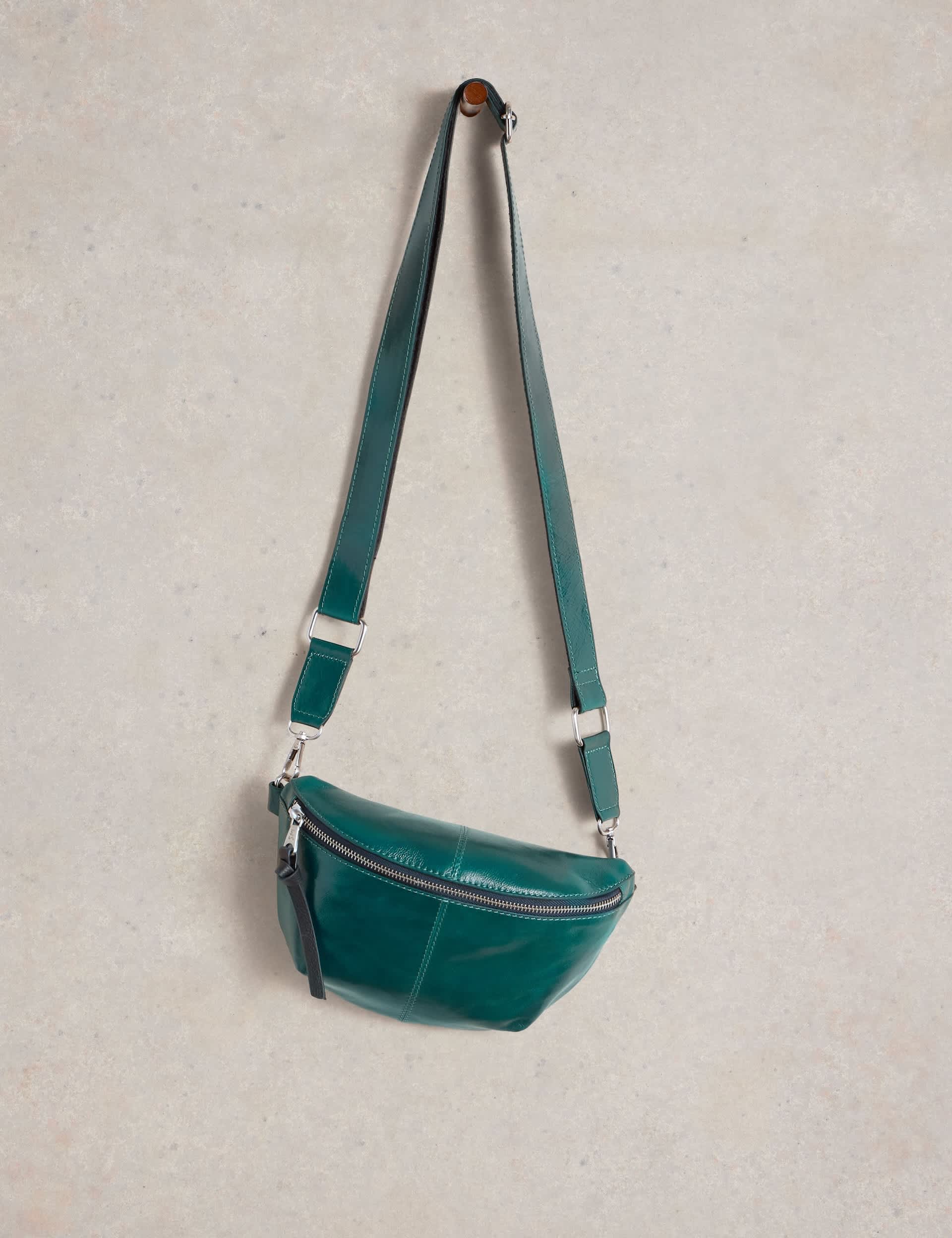 White Stuff Women's Leather Mini Sling Cross Body Bag - Teal, Teal,Tan