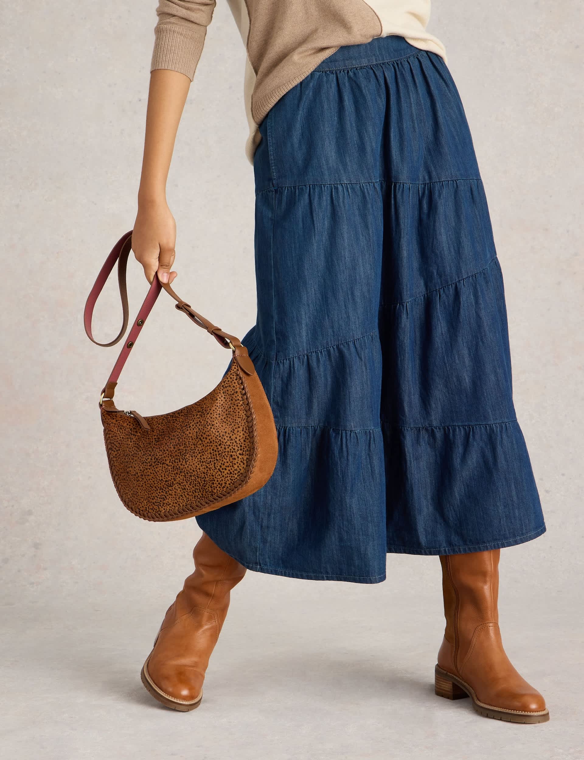 White Stuff Women's Leather Animal Print Cross Body Bag