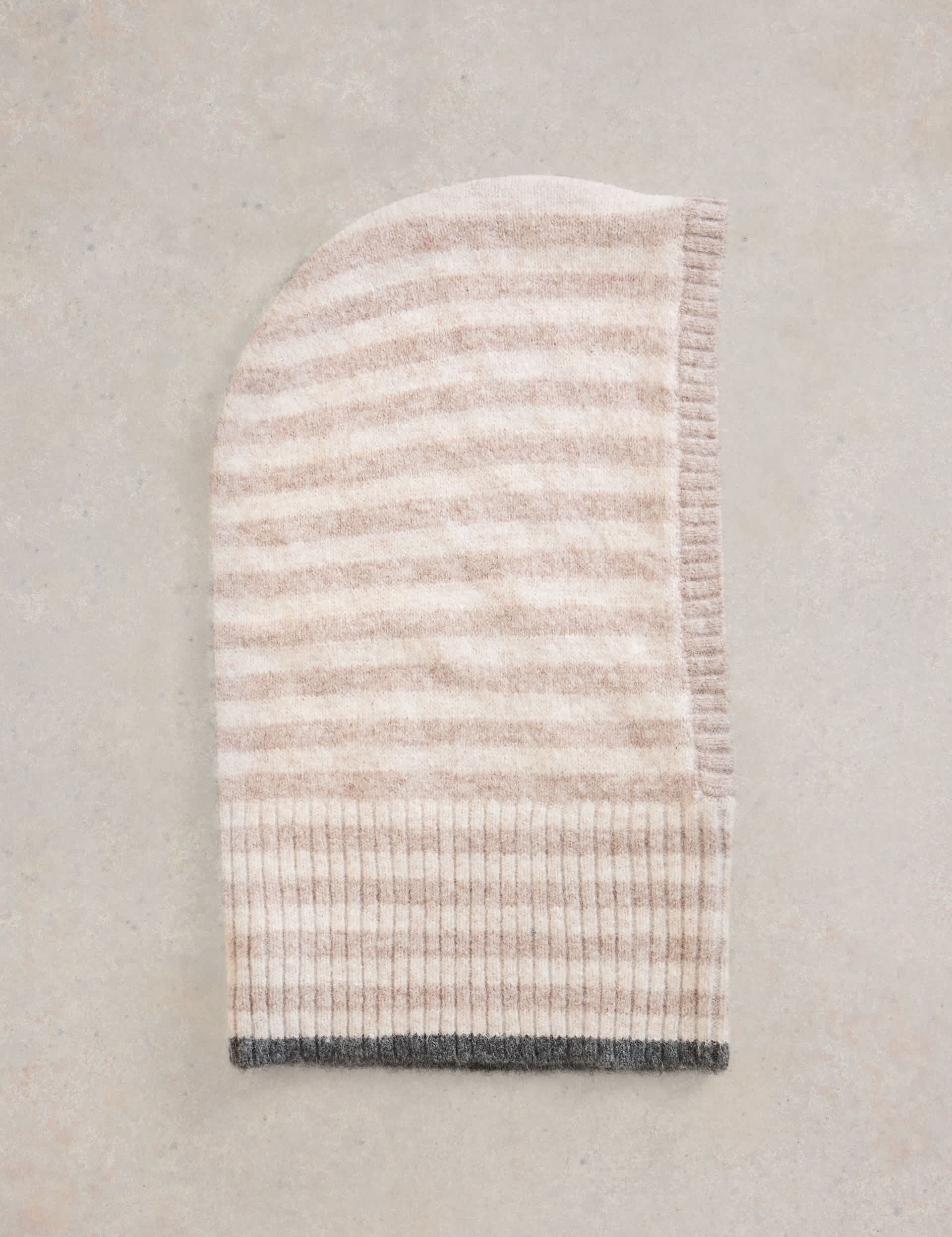 White Stuff Women's Knitted Striped Snood with Wool - Natural Mix, Natural Mix