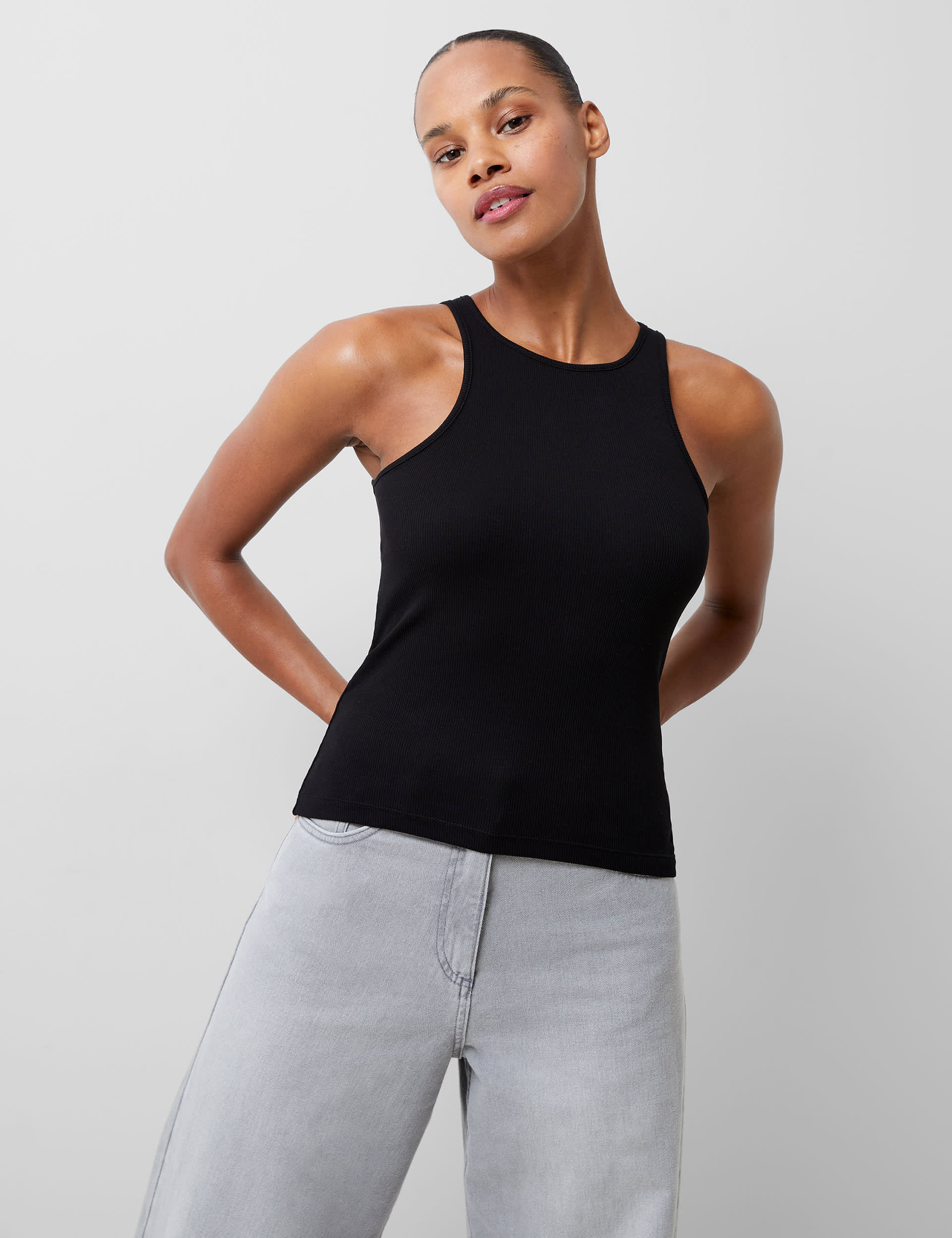 French Connection Women's Cotton Rich Ribbed Vest