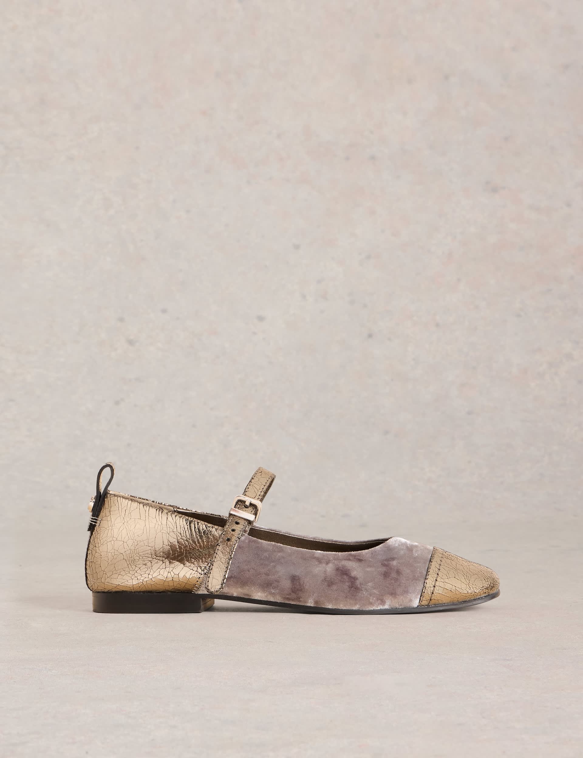 White Stuff Women's Velvet Buckle Flat Shoes