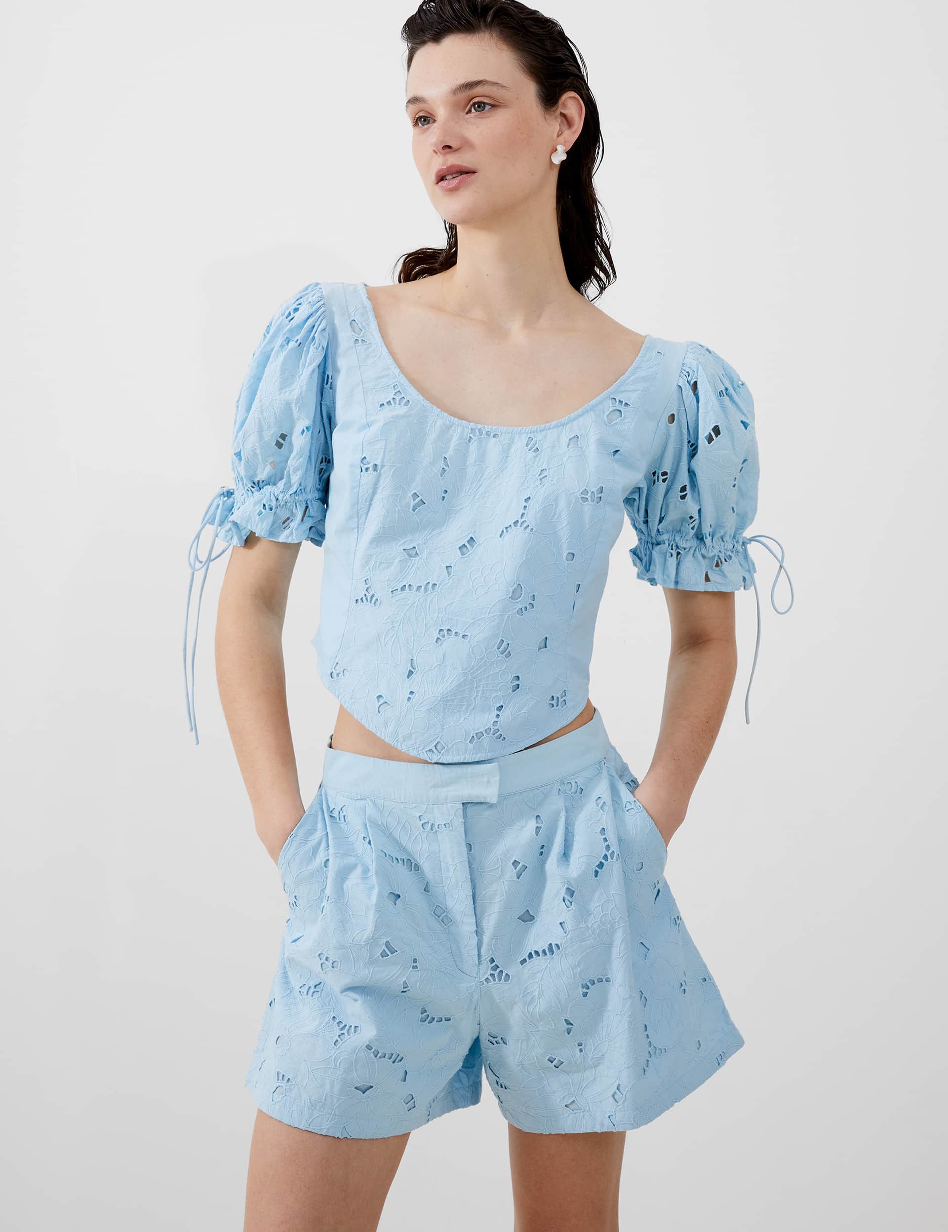 French Connection Women's Pure Cotton Embroidered Shorts