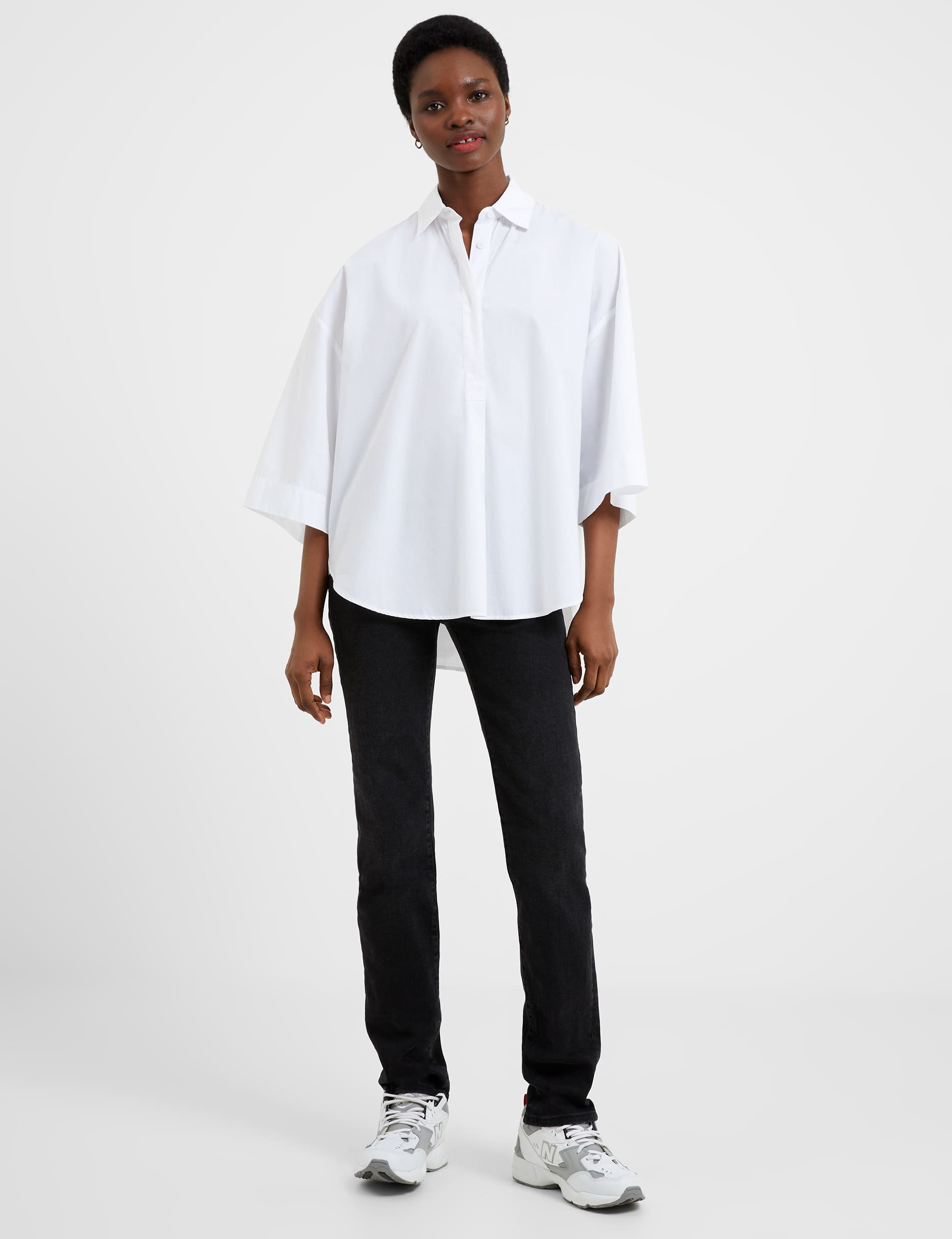 French Connection Women's Pure Cotton Collared Relaxed Shirt - XS - Soft White, Soft White