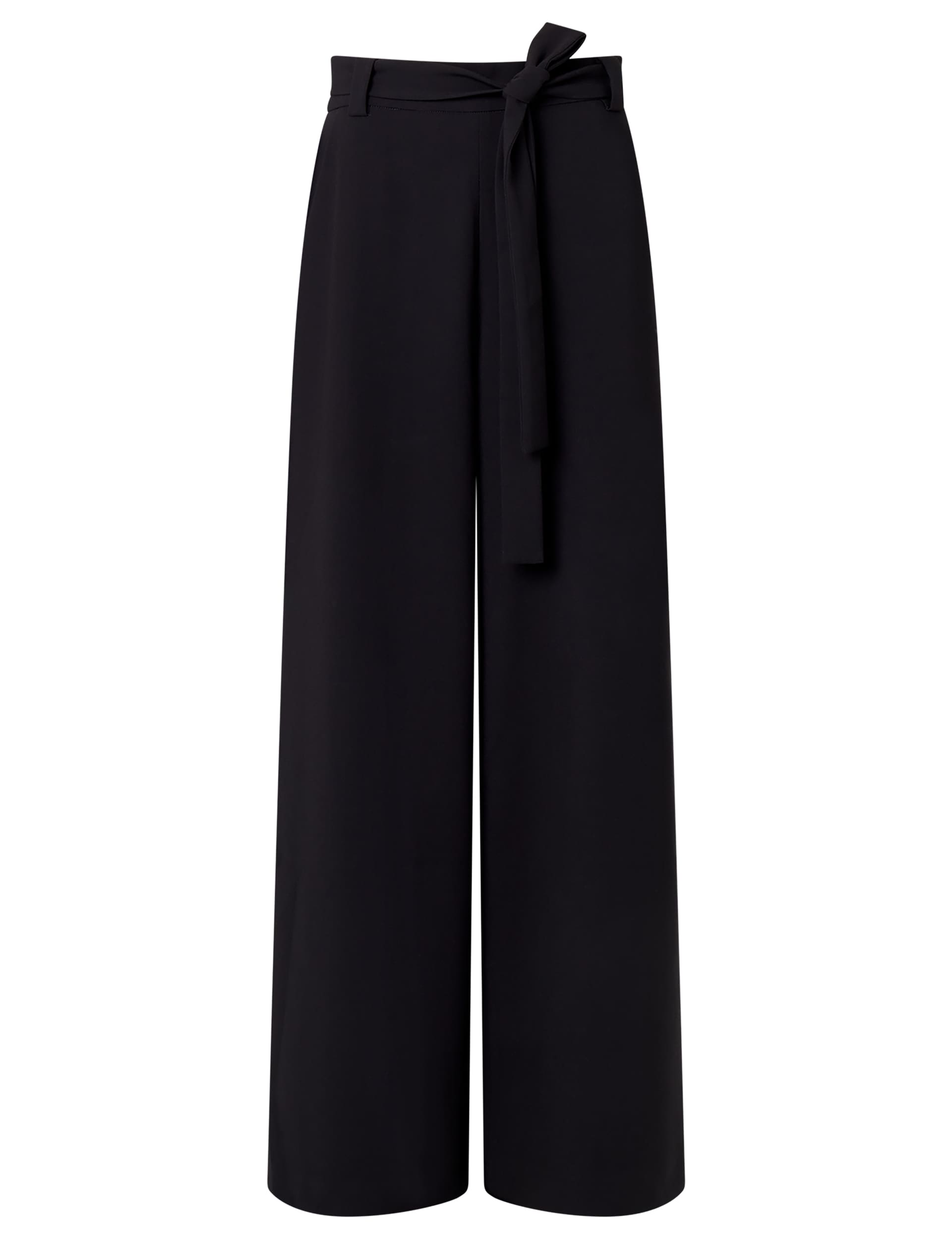 French Connection Women's Belted Relaxed Wide Leg Trousers - 14 - Black, Black