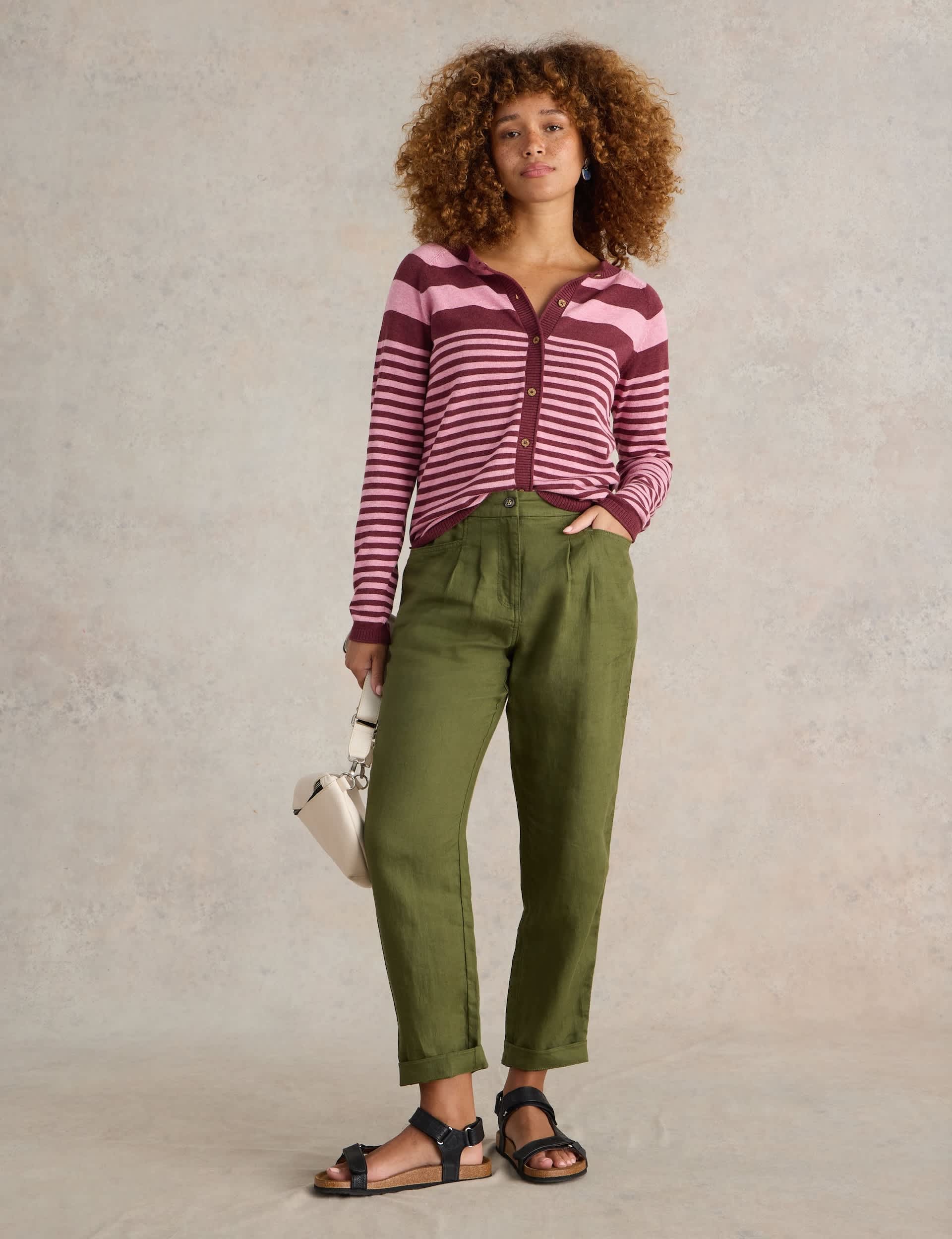 White Stuff Women's Pure Cotton Striped Cardigan