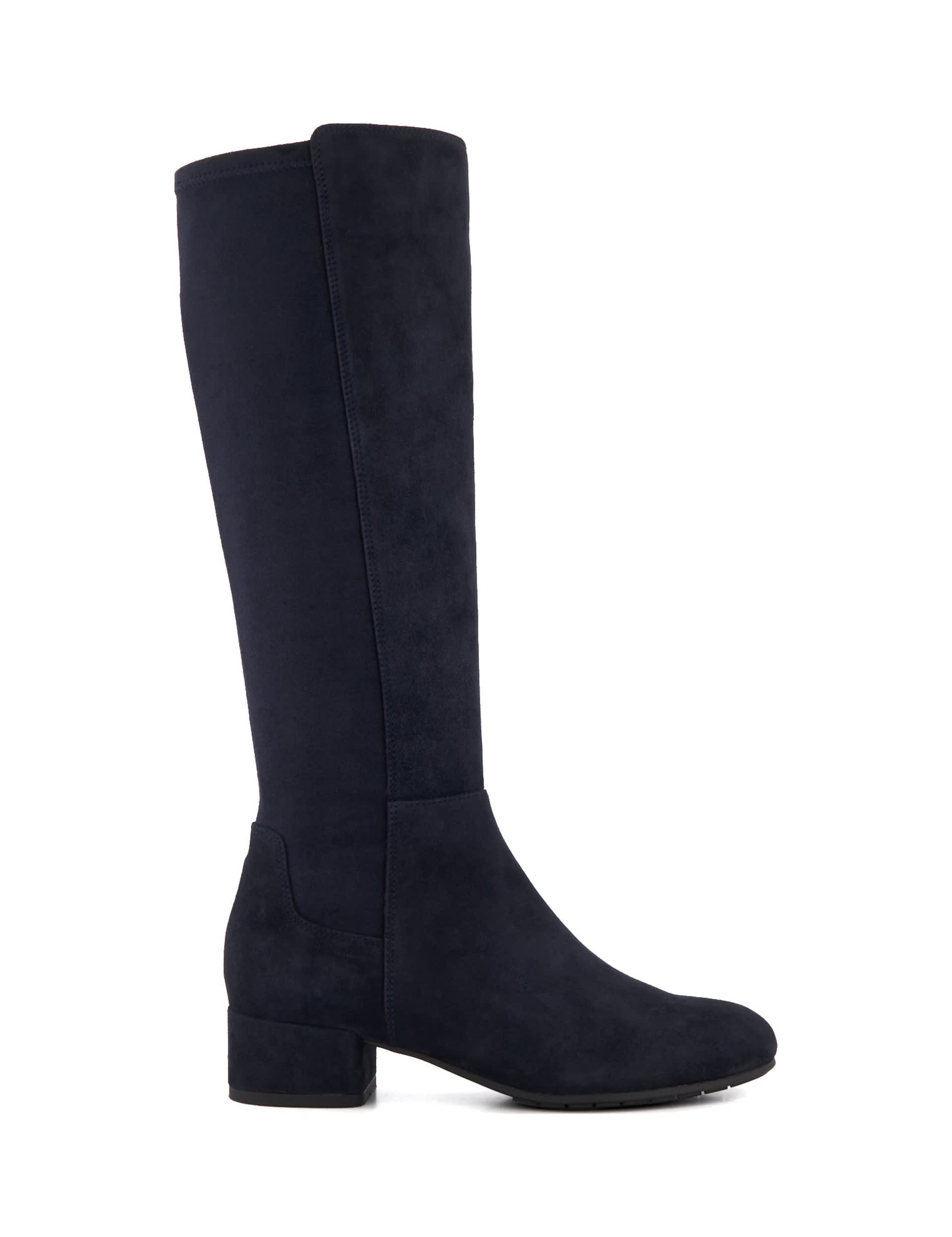 Dune London Women's Suede Block Heel Knee High Boots - 5 - Navy, Black,Navy