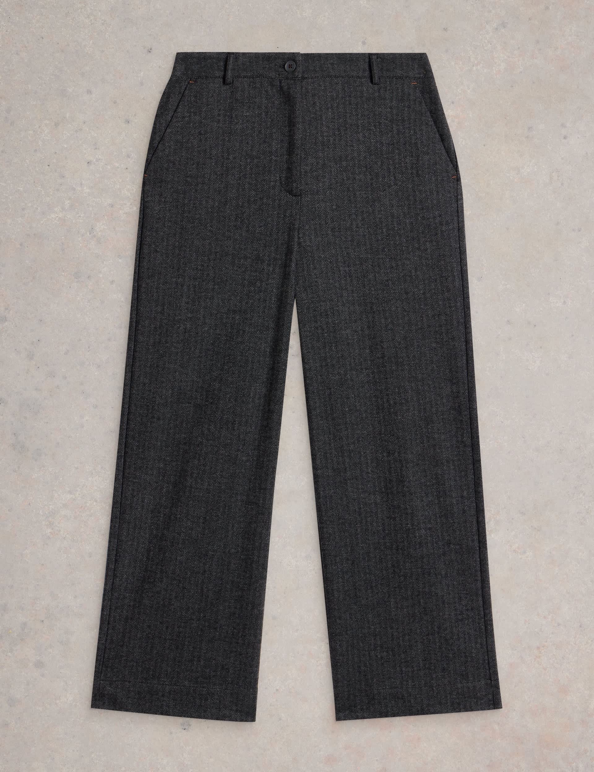 White Stuff Women's Wool Blend Tweedy Wide Leg Trousers - 12REG - Black Mix, Black Mix,Navy Mix