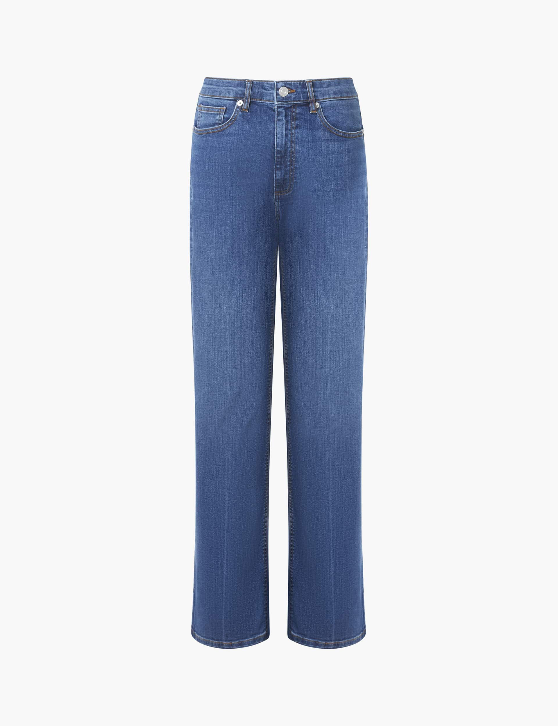 French Connection Women's High Waisted Straight Leg Jeans - 12 - Blue Denim, Blue Denim