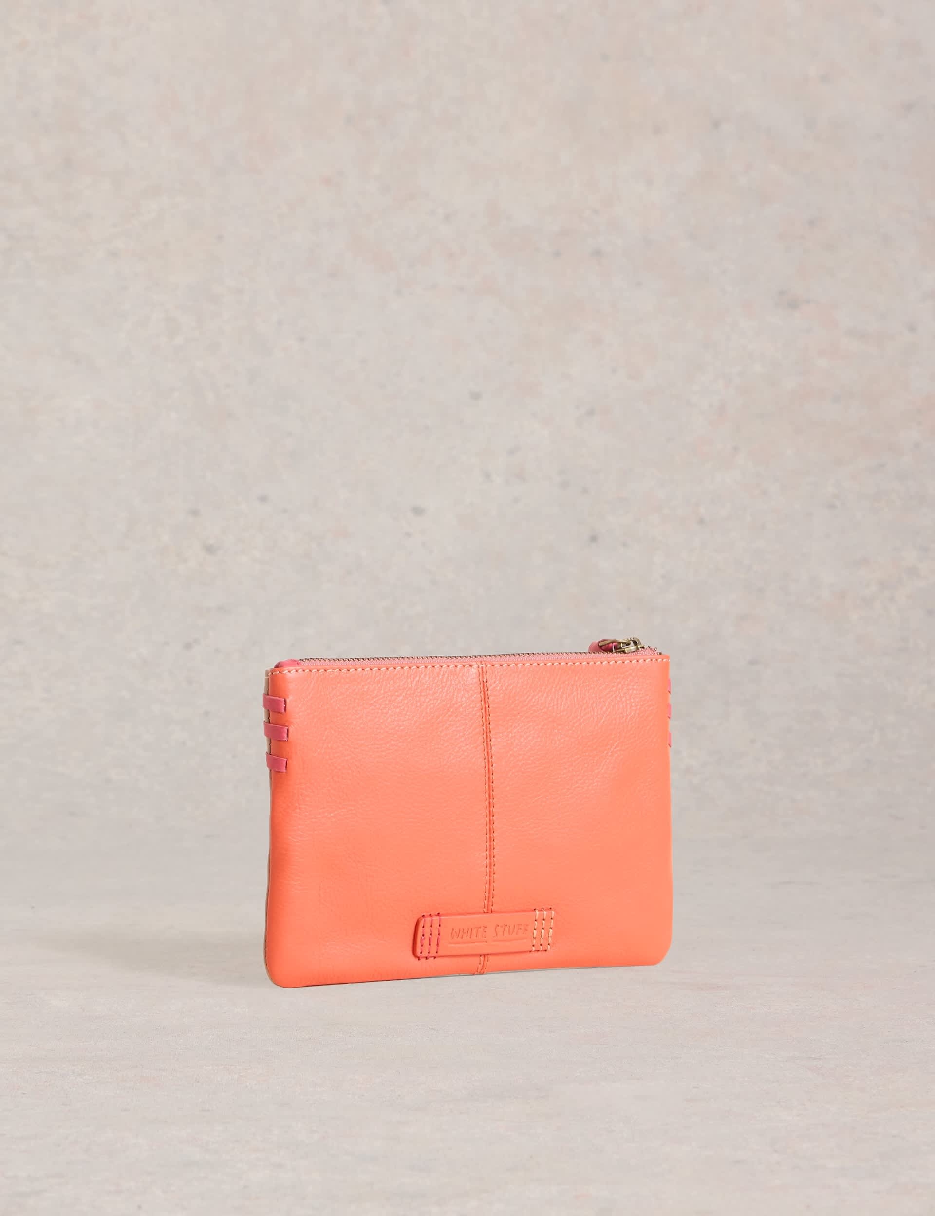 White Stuff Women's Leather Colour Block Pouch - Pink Mix, Pink Mix