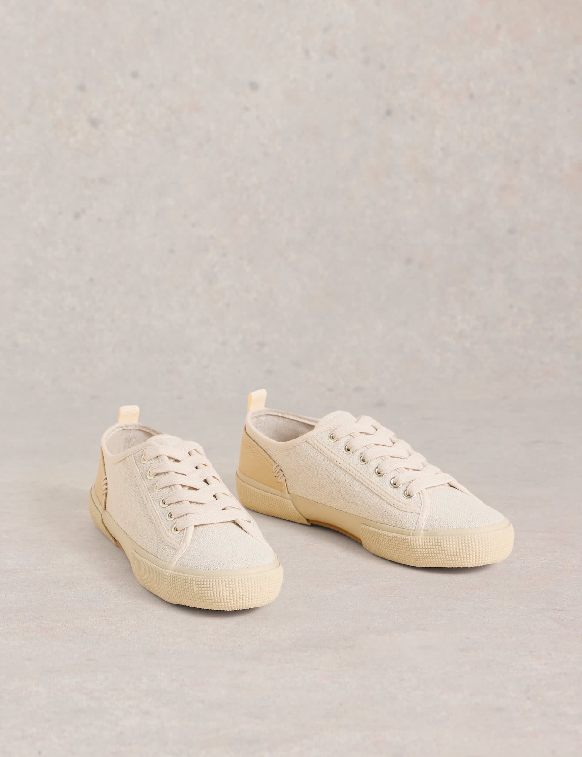 White Stuff Women's Canvas Trainers - 6 - Natural, White,Pink,Green,Blue,Natural,Yellow