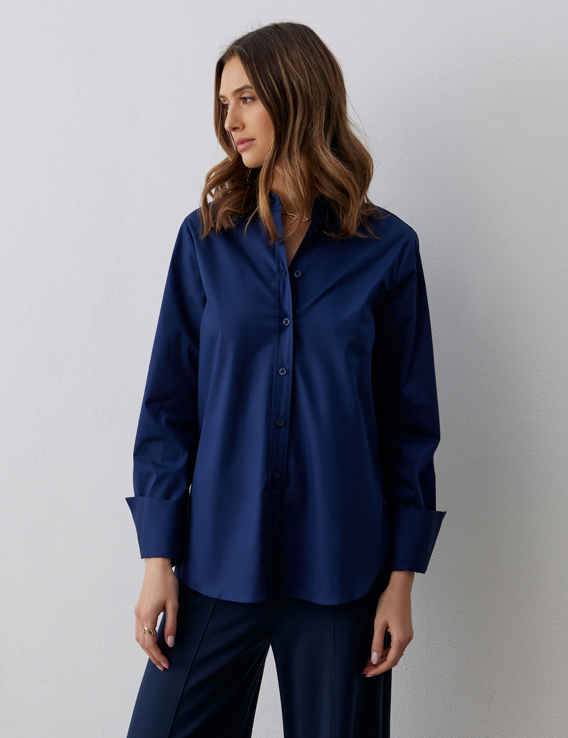 Finery London Women's Pure Cotton Collared Shirt - 10 - Navy, Navy,Light Blue,White