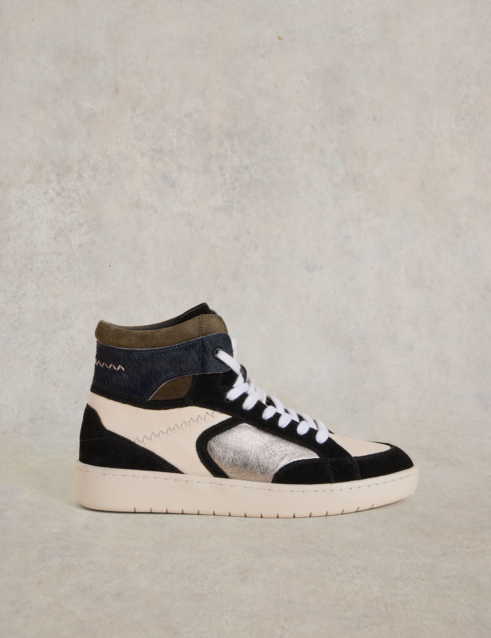 White Stuff Women's Leather Lace Up High Top Trainers