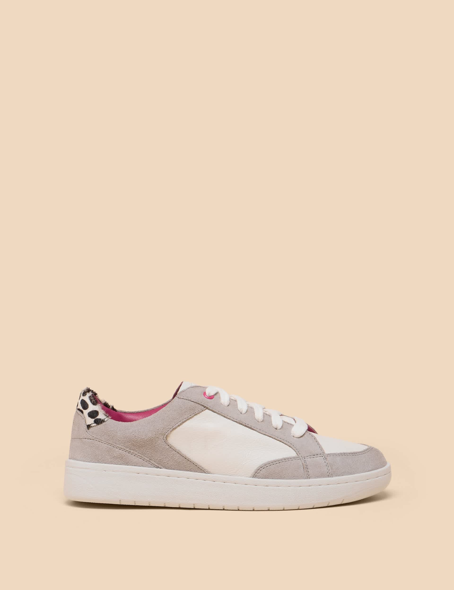 White Stuff Women's Leather Lace Up Colour Block Trainers - 6 - White Mix, White Mix